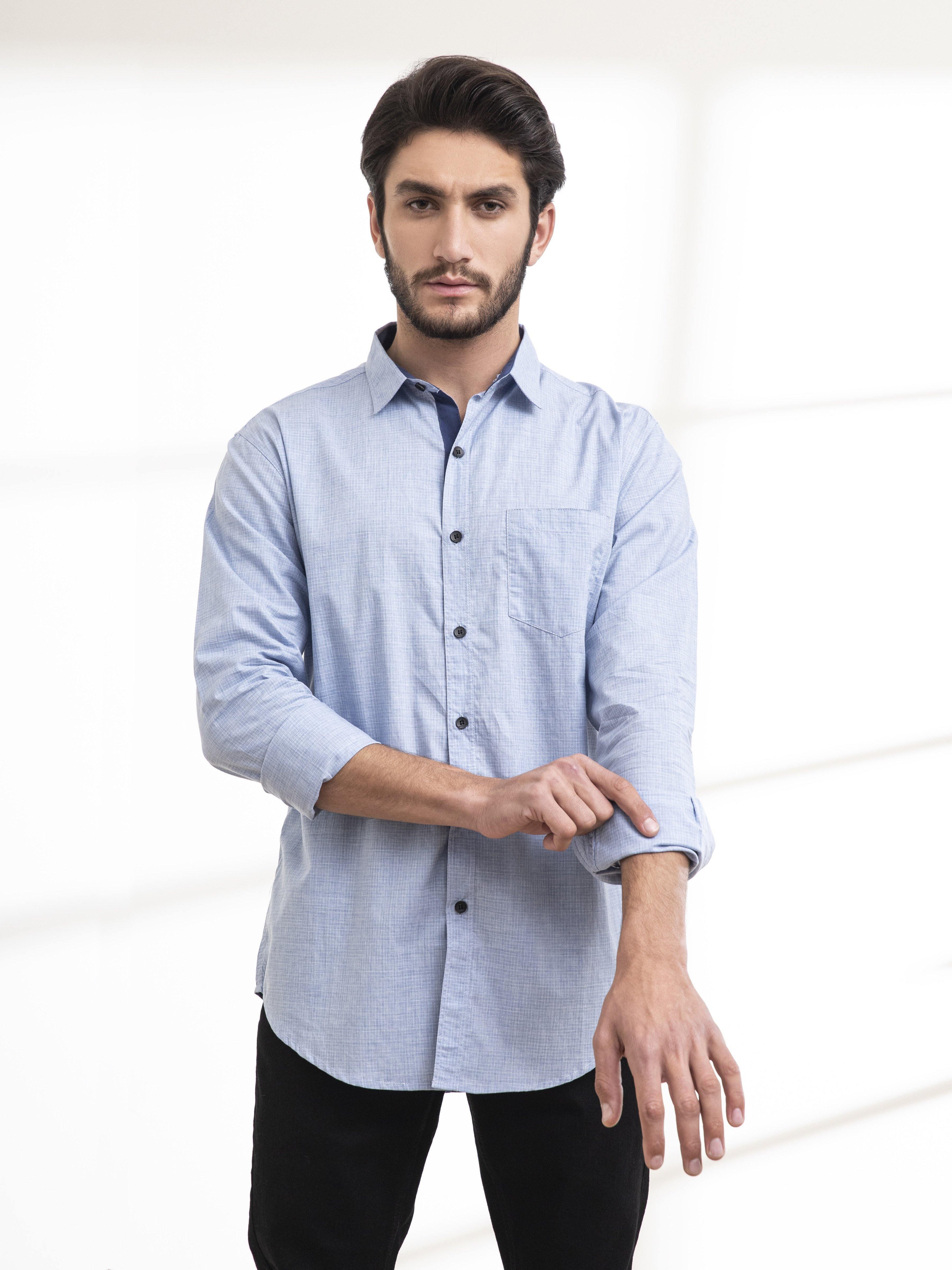 CASUAL SHIRT FULL SLEEVE SKY BLUE at Charcoal Clothing