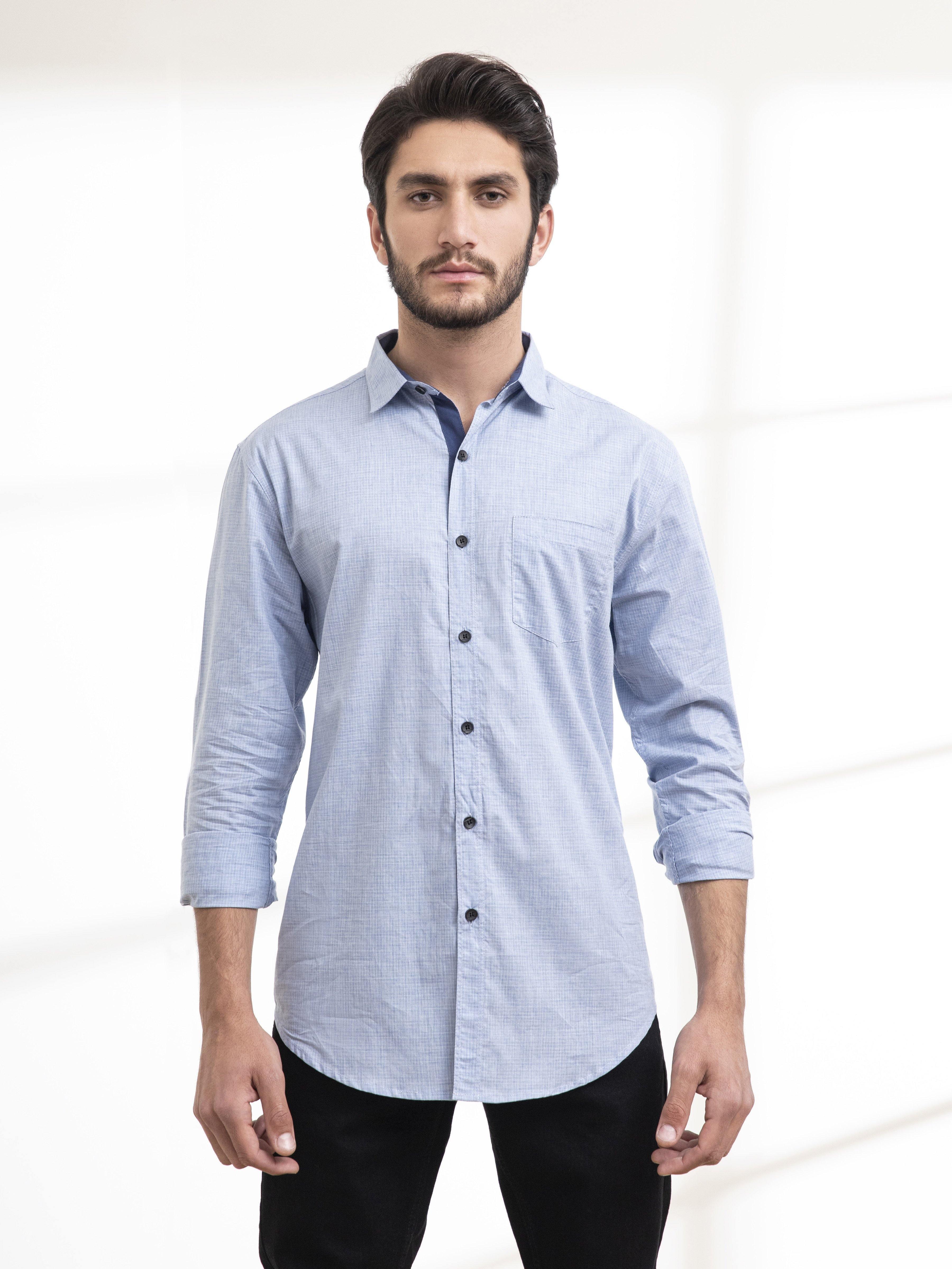 CASUAL SHIRT FULL SLEEVE SKY BLUE at Charcoal Clothing
