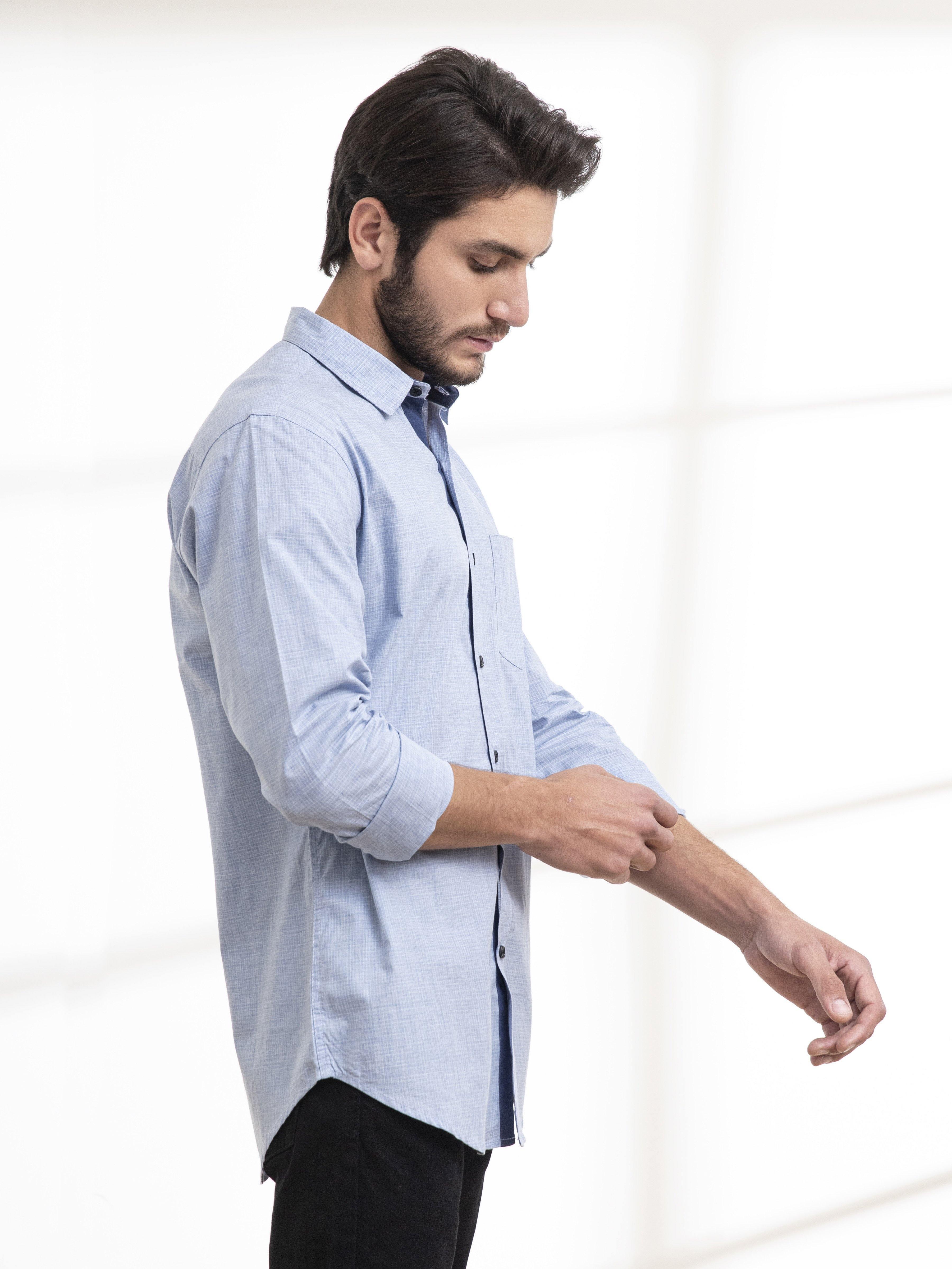 CASUAL SHIRT FULL SLEEVE SKY BLUE at Charcoal Clothing