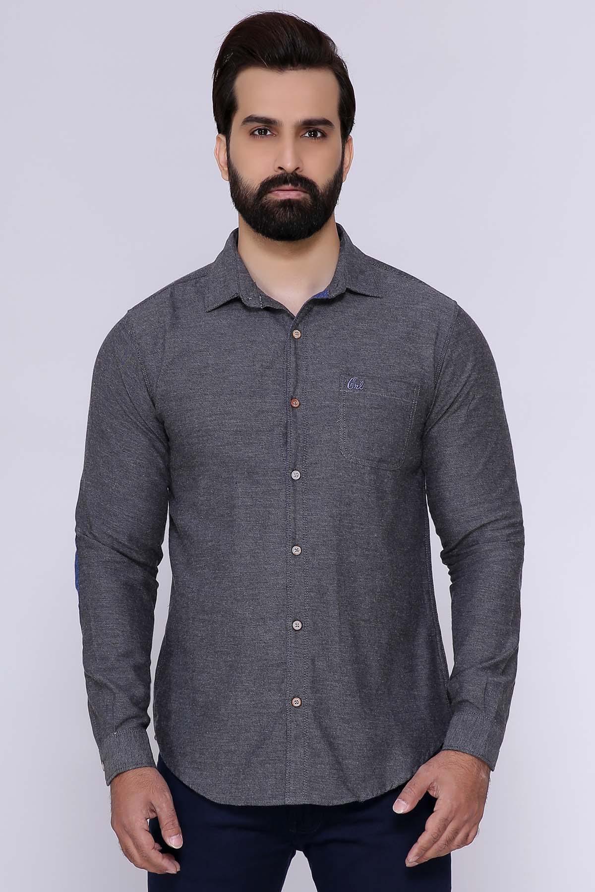 CASUAL SHIRT FULL SLEEVE SLIM FIT DARK GREY at Charcoal Clothing