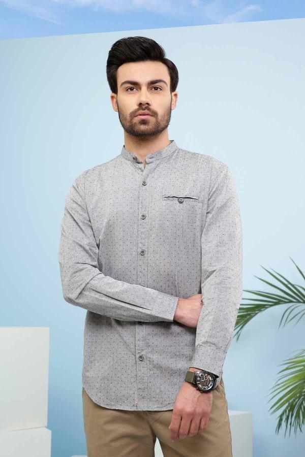 CASUAL SHIRT FULL SLEEVE SLIM FIT GREY at Charcoal Clothing