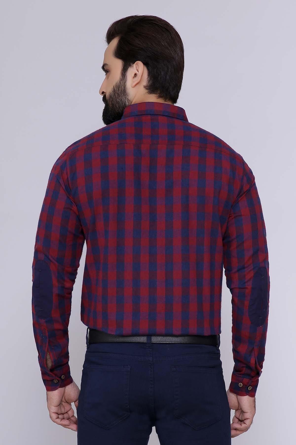 CASUAL SHIRT FULL SLEEVE SLIM FIT MAROON NAVY at Charcoal Clothing