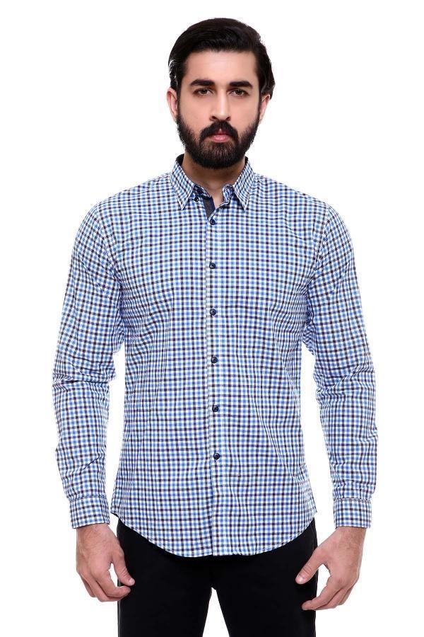 CASUAL SHIRT FULL SLEEVE SLIM FIT NAVY BLUE at Charcoal Clothing