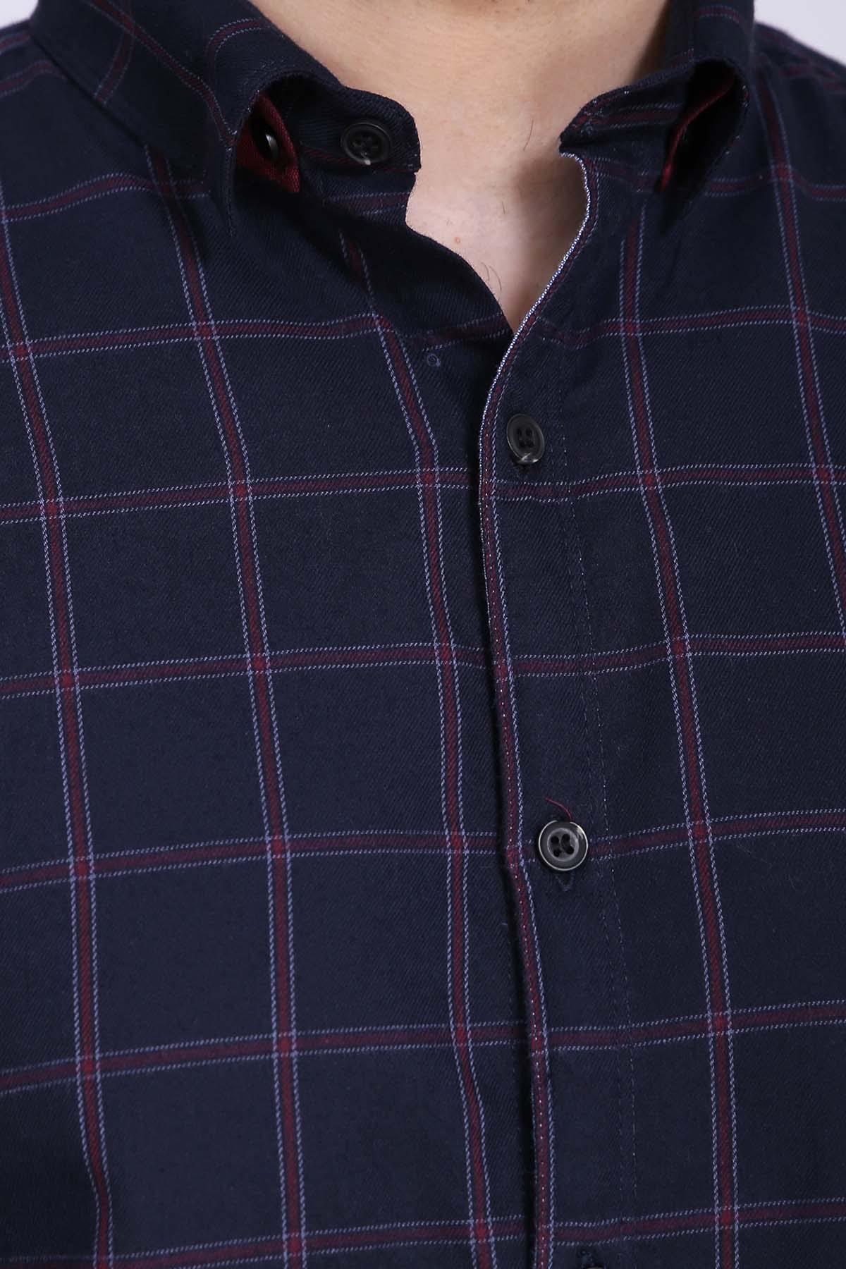CASUAL SHIRT FULL SLEEVE SLIM FIT NAVY CHECK at Charcoal Clothing