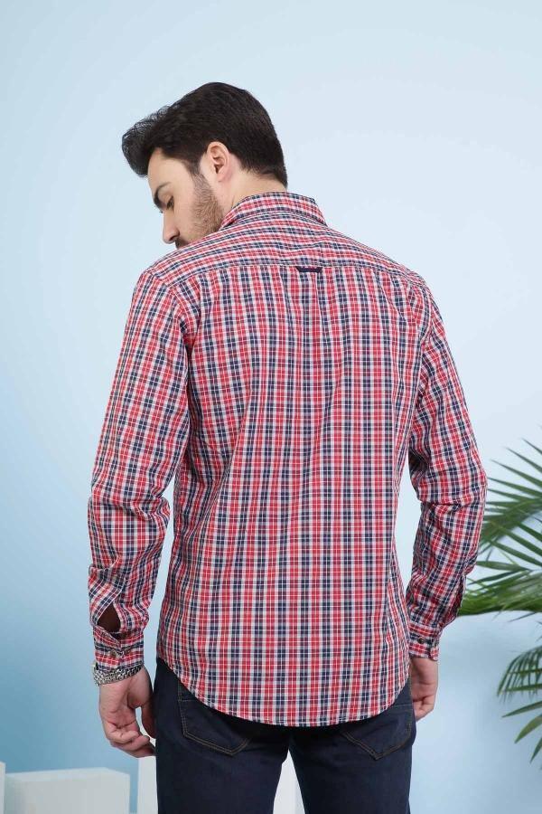 CASUAL SHIRT FULL SLEEVE SLIM FIT RED NAVY at Charcoal Clothing