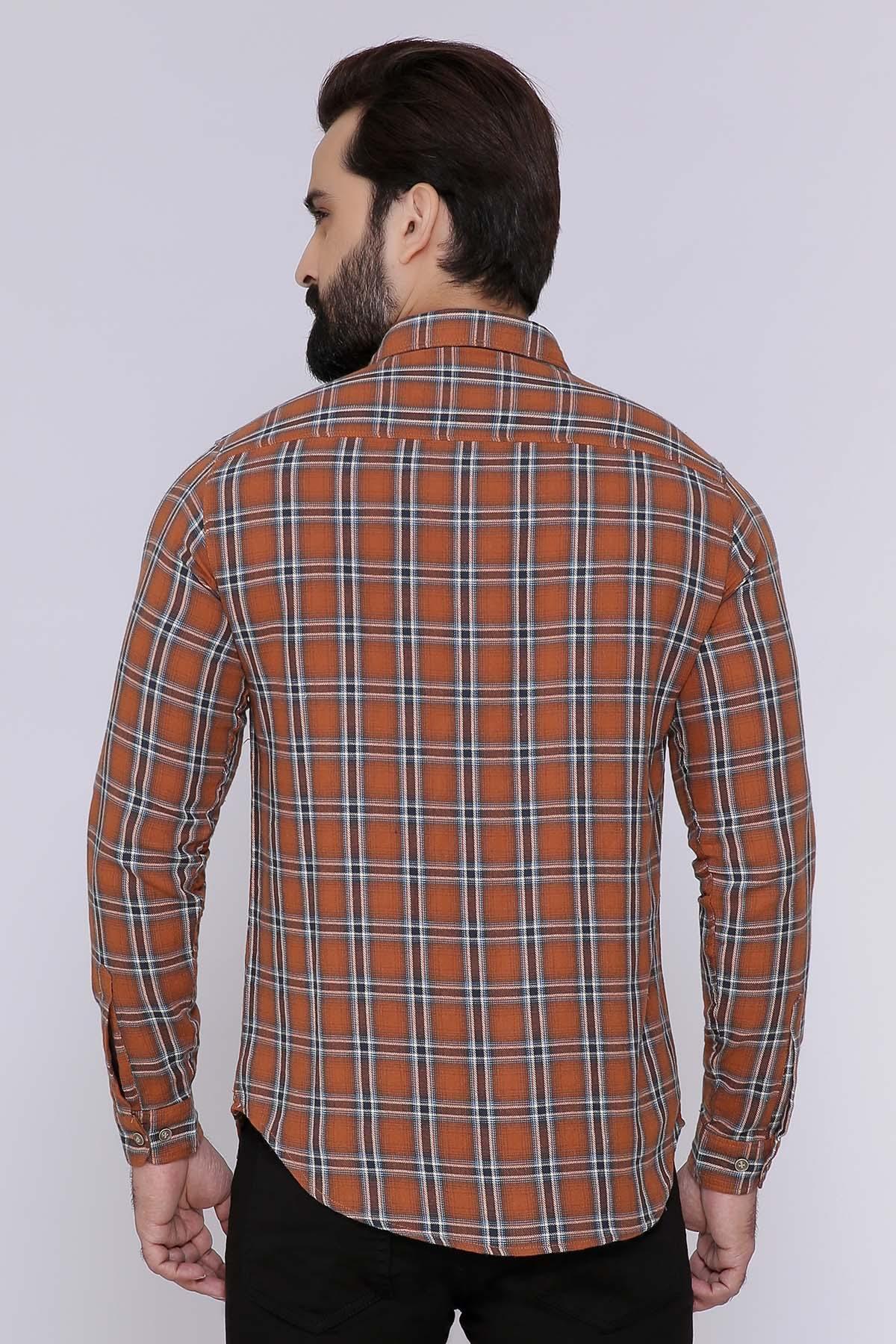 CASUAL SHIRT FULL SLEEVE SLIM FIT RUST CHECK at Charcoal Clothing