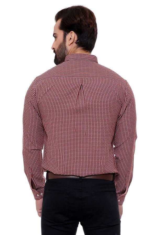 CASUAL SHIRT FULL SLEEVE SLIM FIT RUST CHECK at Charcoal Clothing