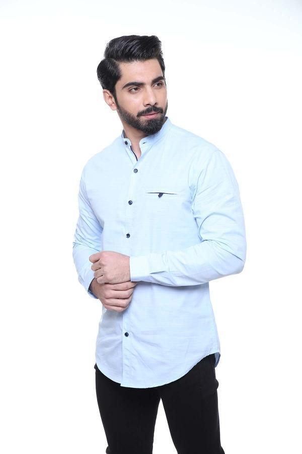 CASUAL SHIRT FULL SLEEVE SLIM FIT SKY BLUE at Charcoal Clothing