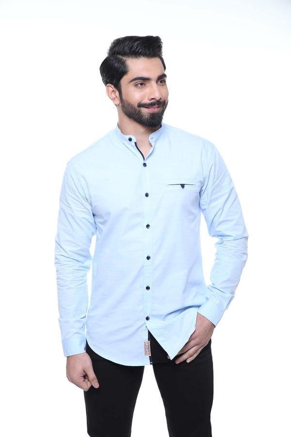 CASUAL SHIRT FULL SLEEVE SLIM FIT SKY BLUE at Charcoal Clothing