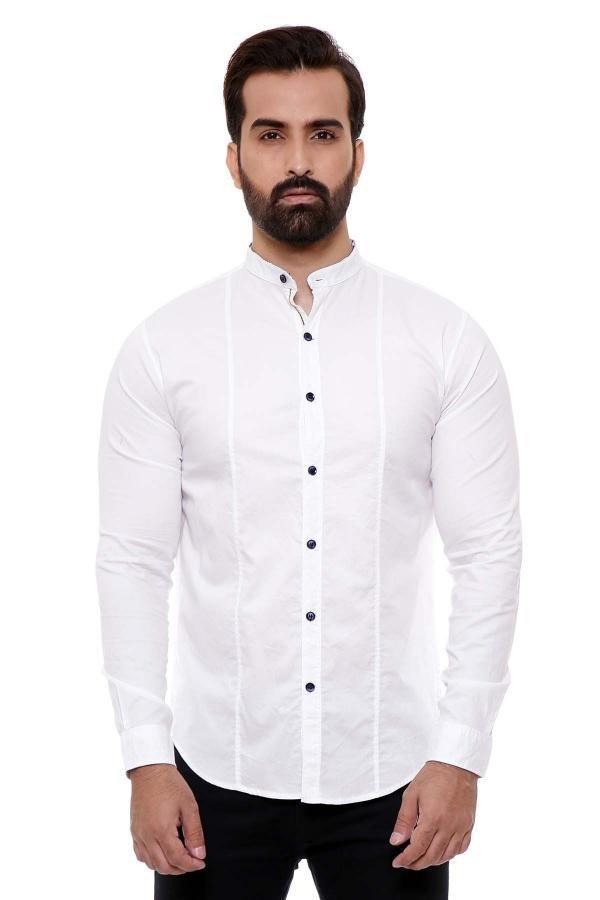 CASUAL SHIRT FULL SLEEVE WHITE  SLIM FIT at Charcoal Clothing