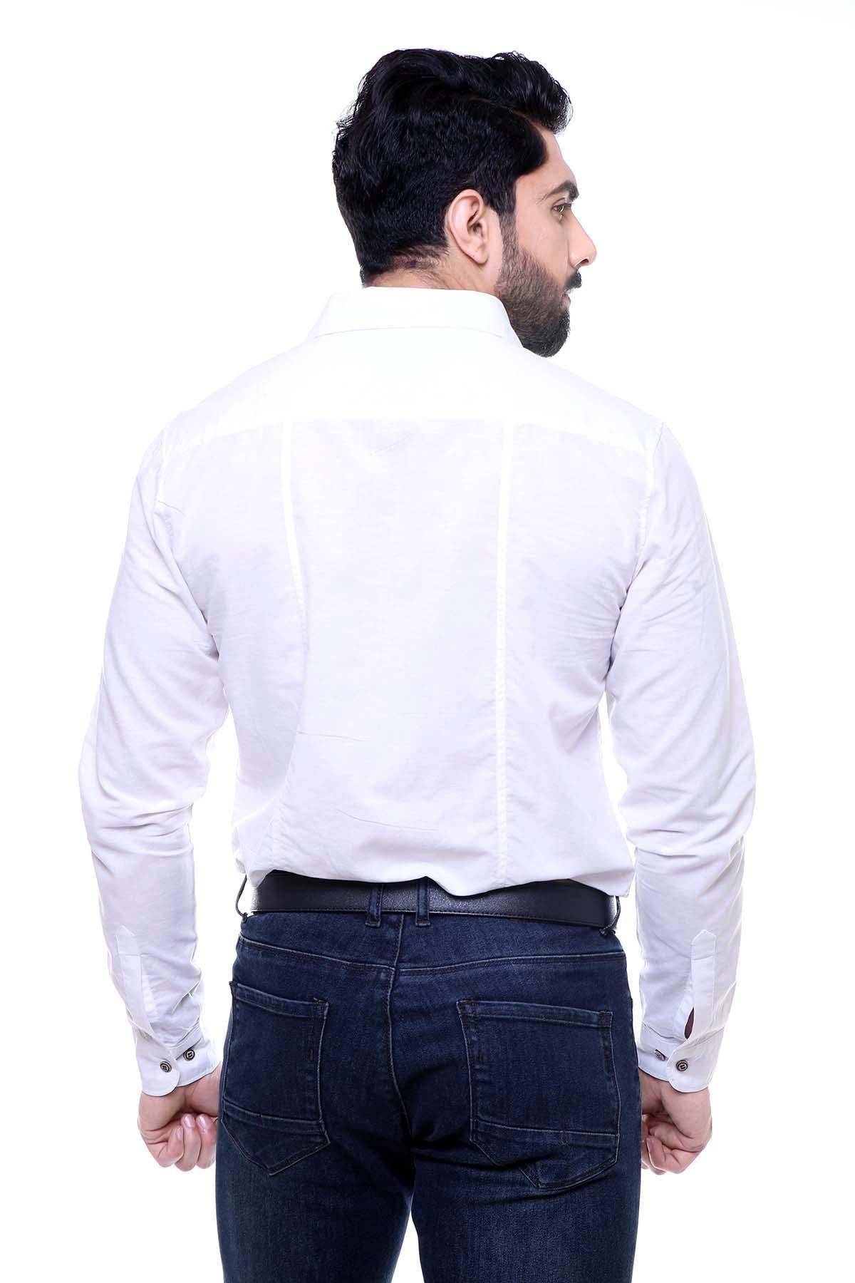CASUAL SHIRT FULL SLEEVE WHITE SLIM FIT at Charcoal Clothing