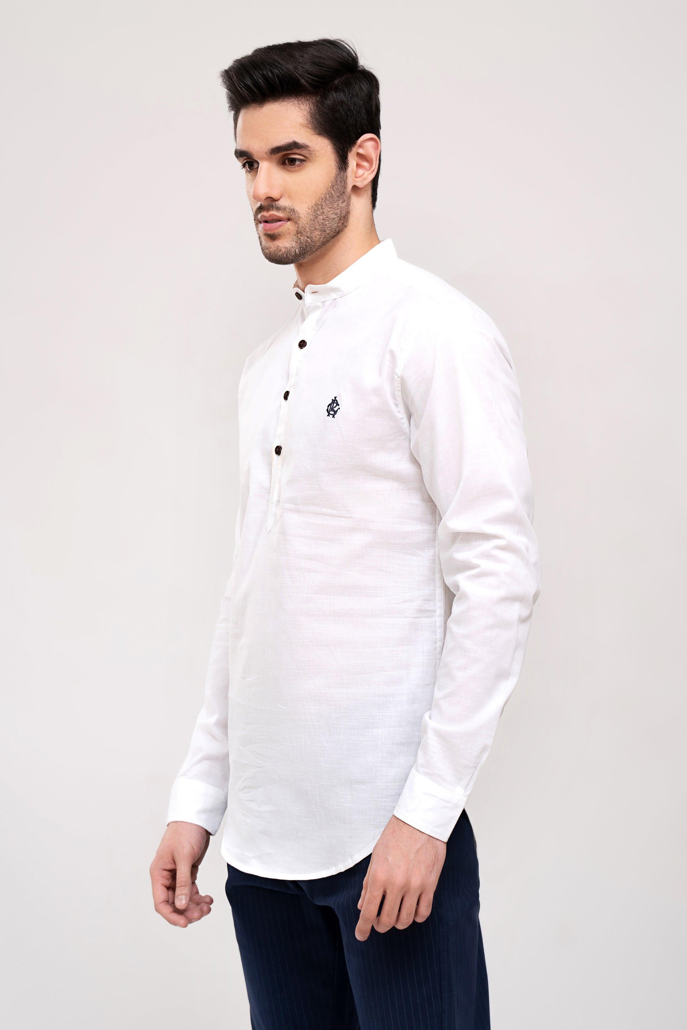 CASUAL SHIRT FULL SLEEVE WHITE at Charcoal Clothing