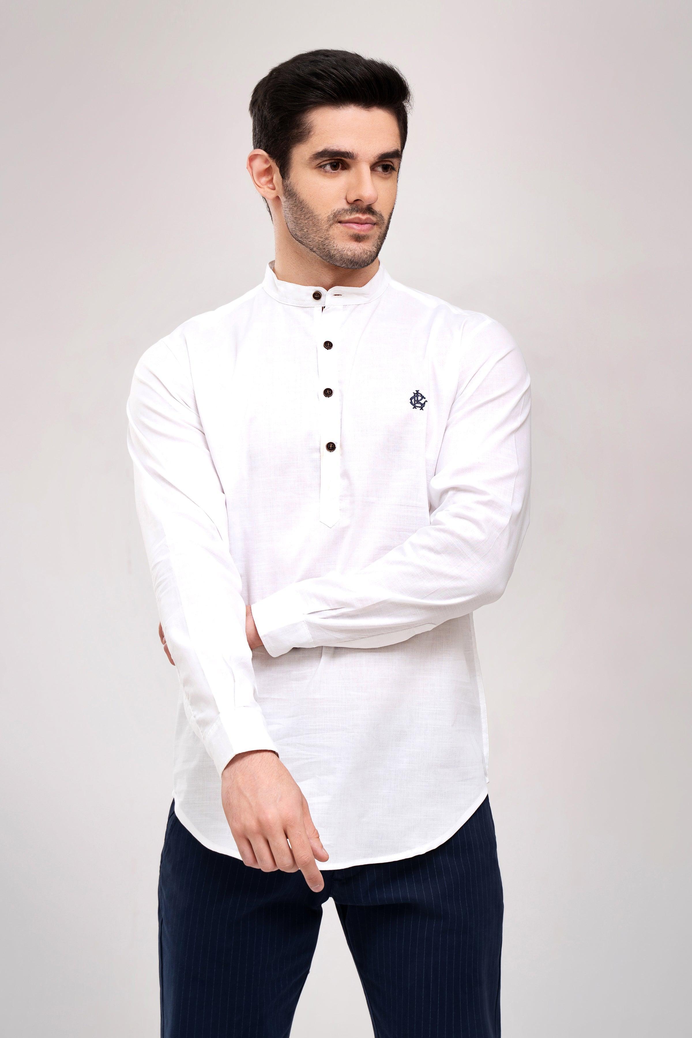 CASUAL SHIRT FULL SLEEVE WHITE at Charcoal Clothing