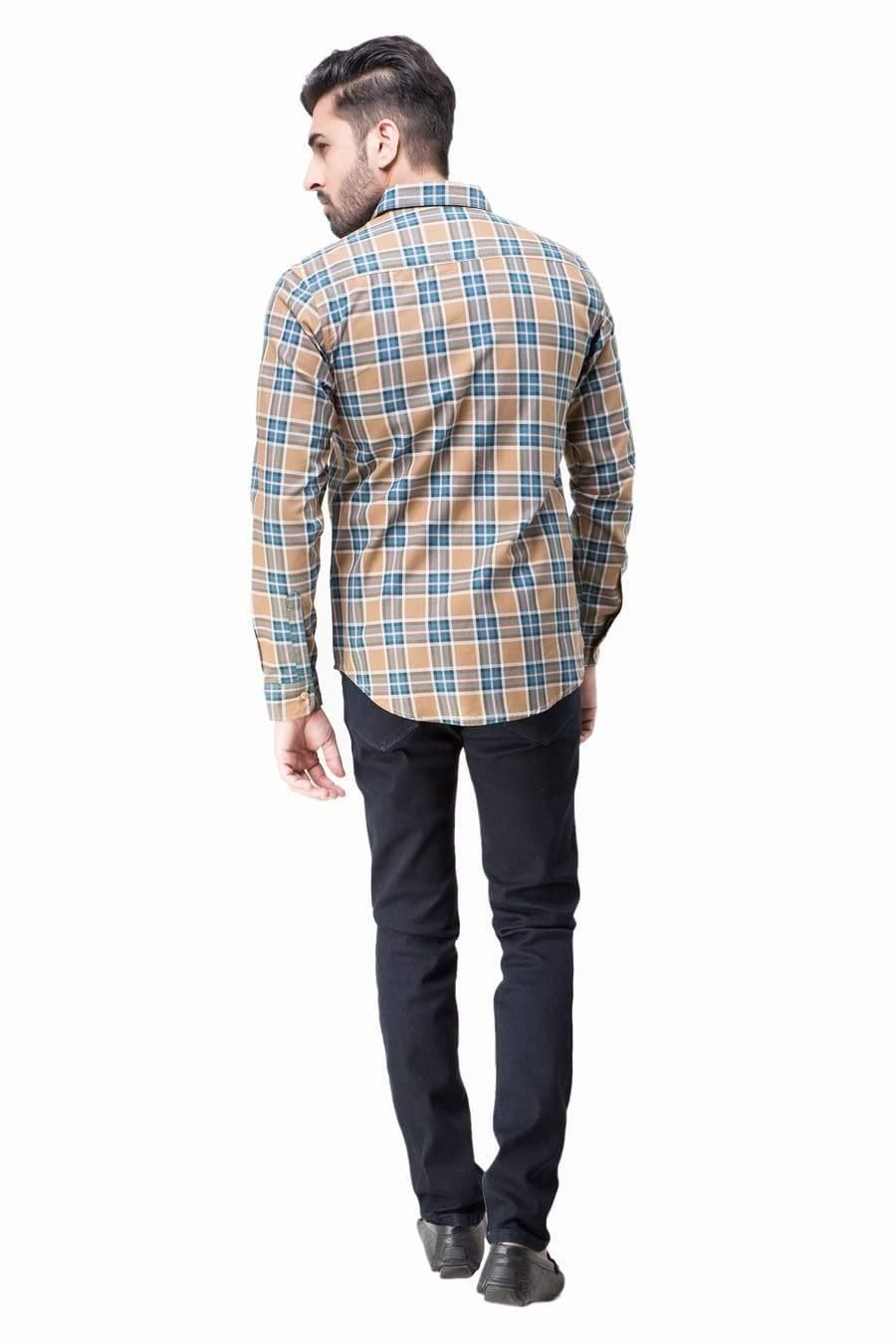 CASUAL SHIRT FULL SLEEVES KHAKI GREEN WINTER at Charcoal Clothing