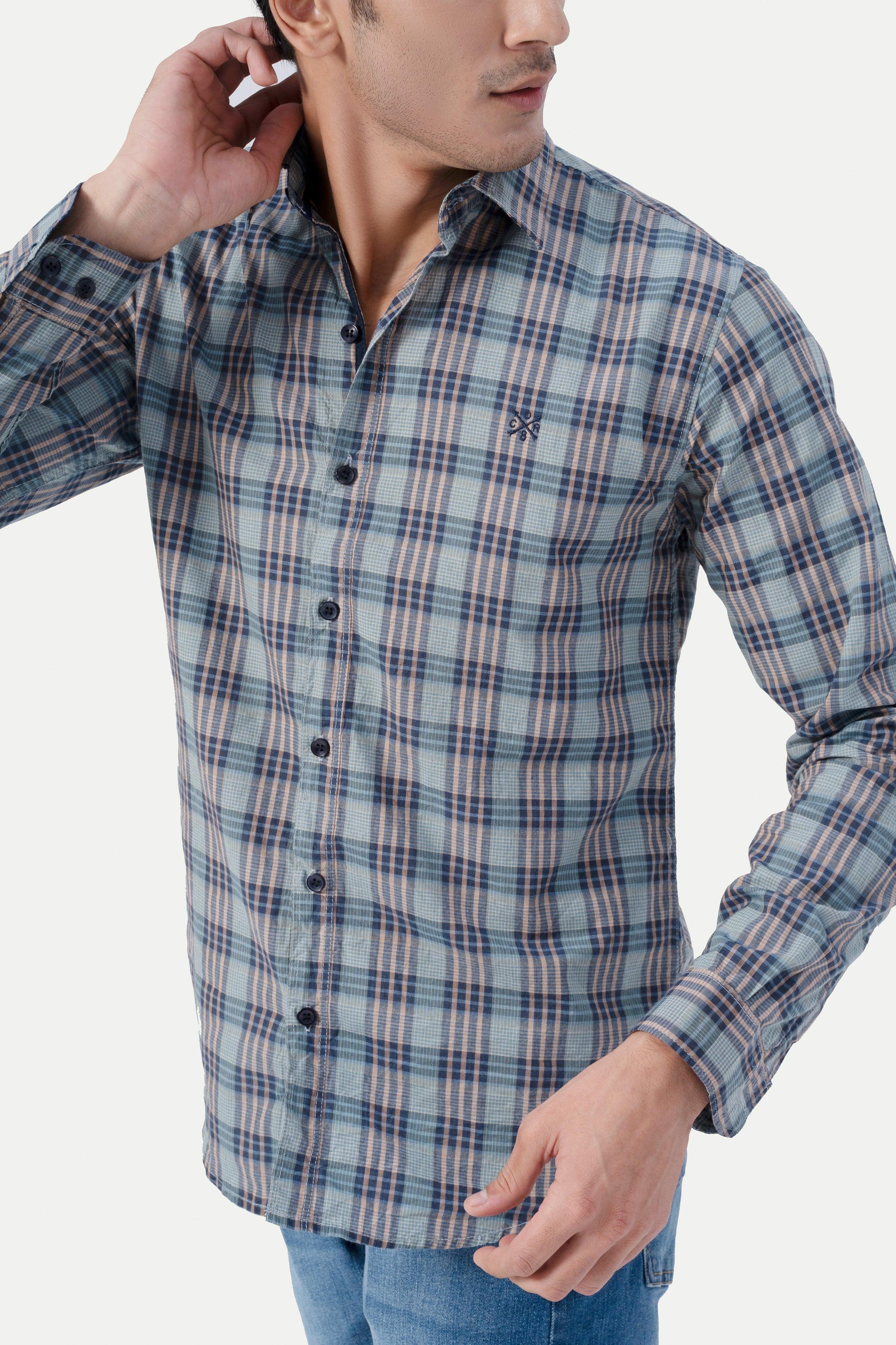 CASUAL SHIRT GREEN CHECK at Charcoal Clothing