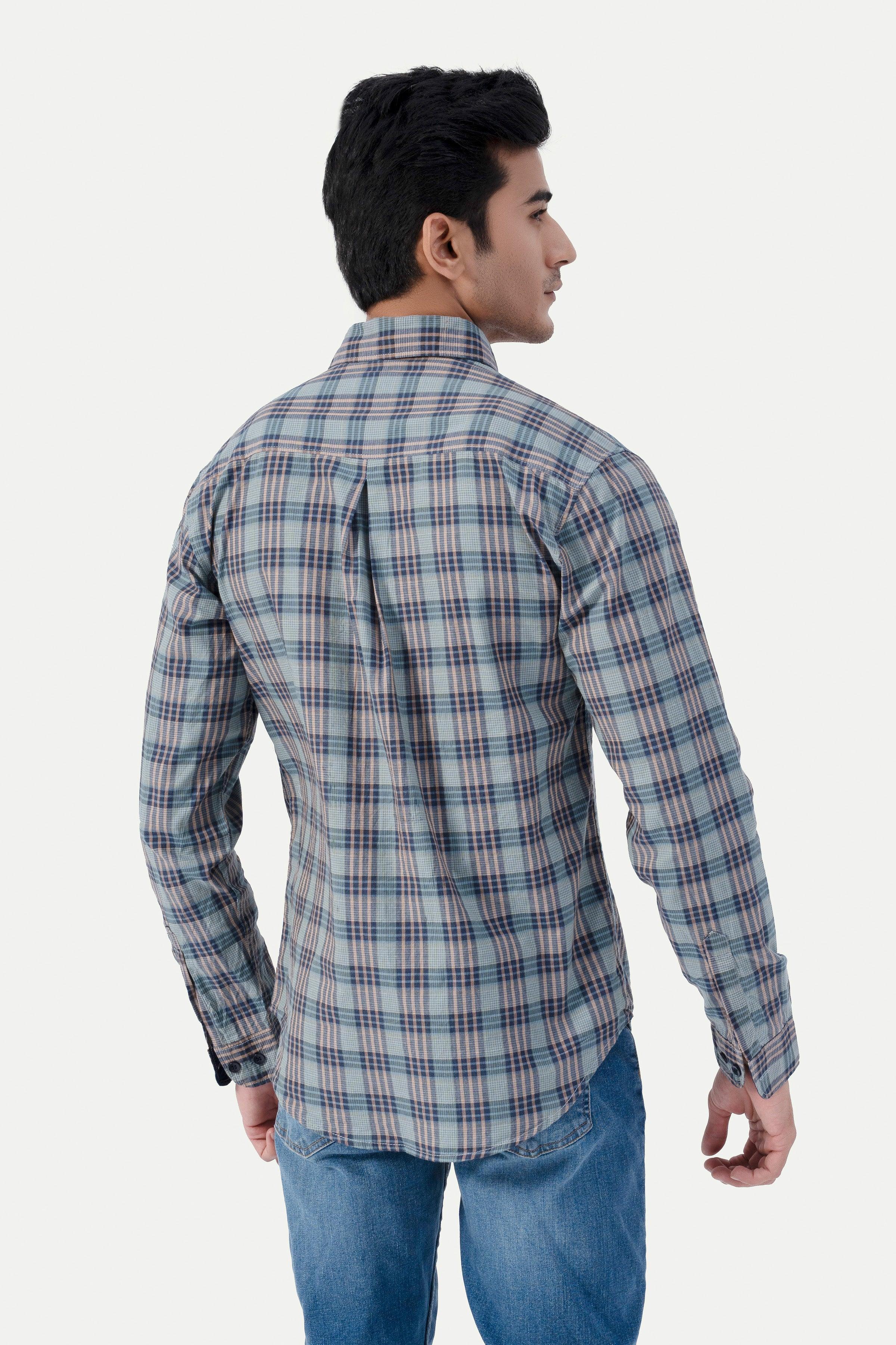CASUAL SHIRT GREEN CHECK at Charcoal Clothing