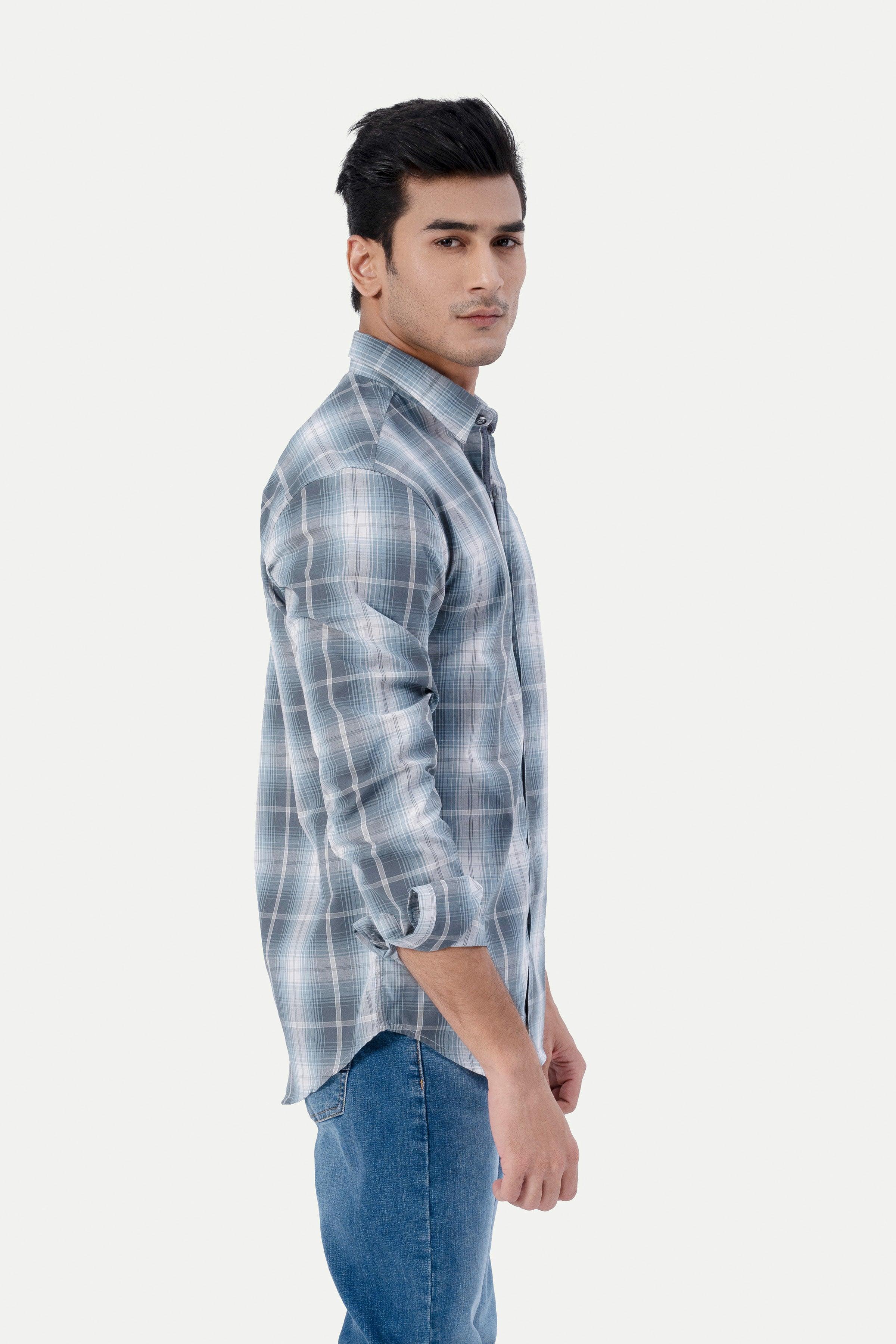 CASUAL SHIRT GREY CHECK at Charcoal Clothing