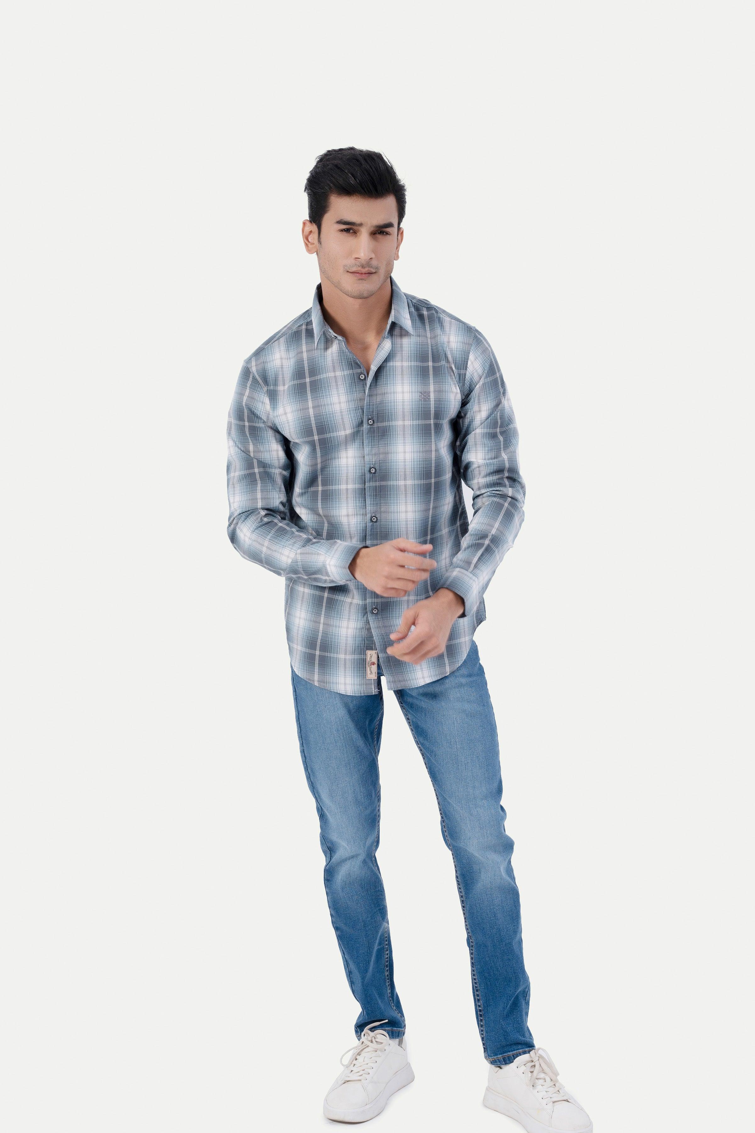 CASUAL SHIRT GREY CHECK at Charcoal Clothing