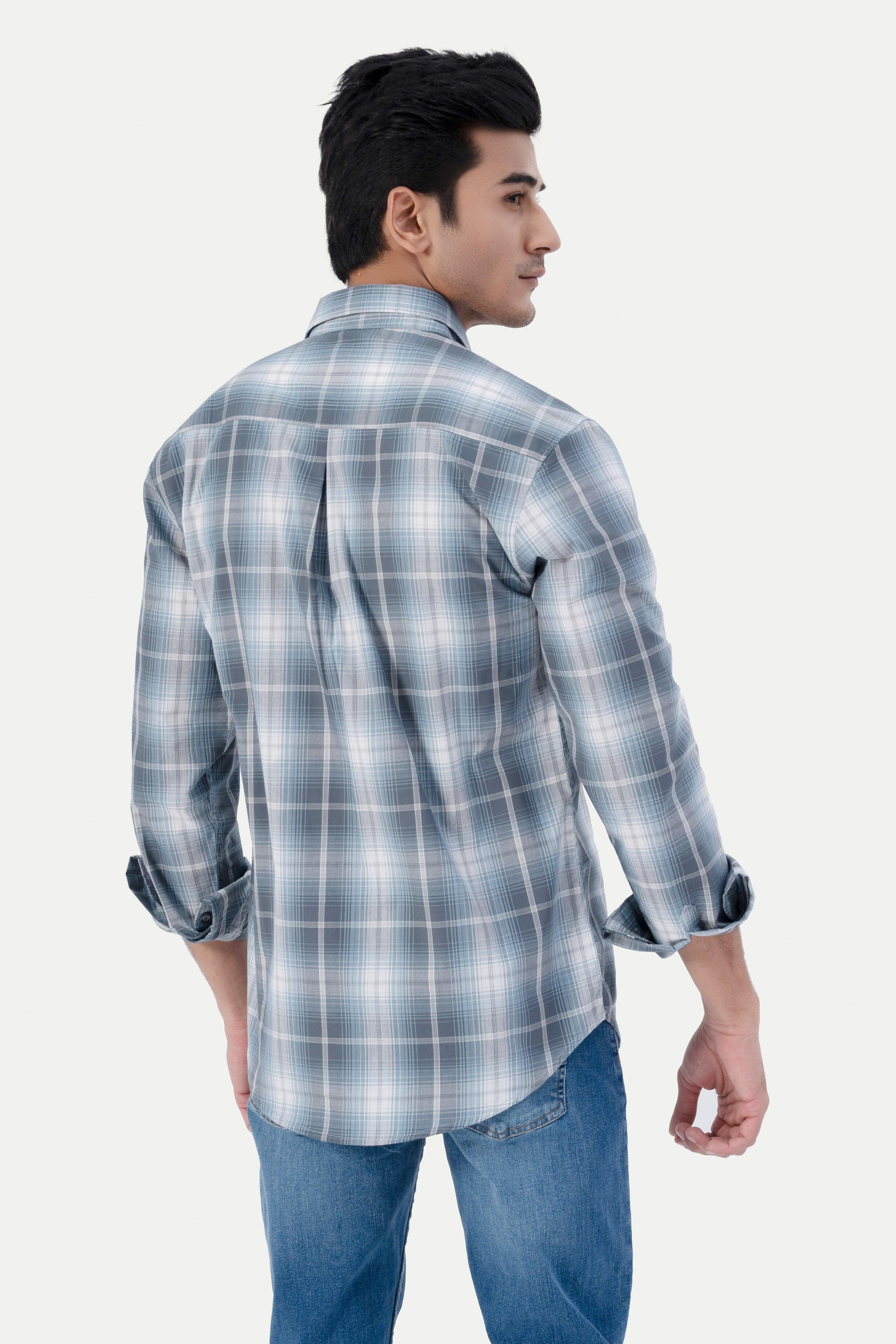 CASUAL SHIRT GREY CHECK at Charcoal Clothing