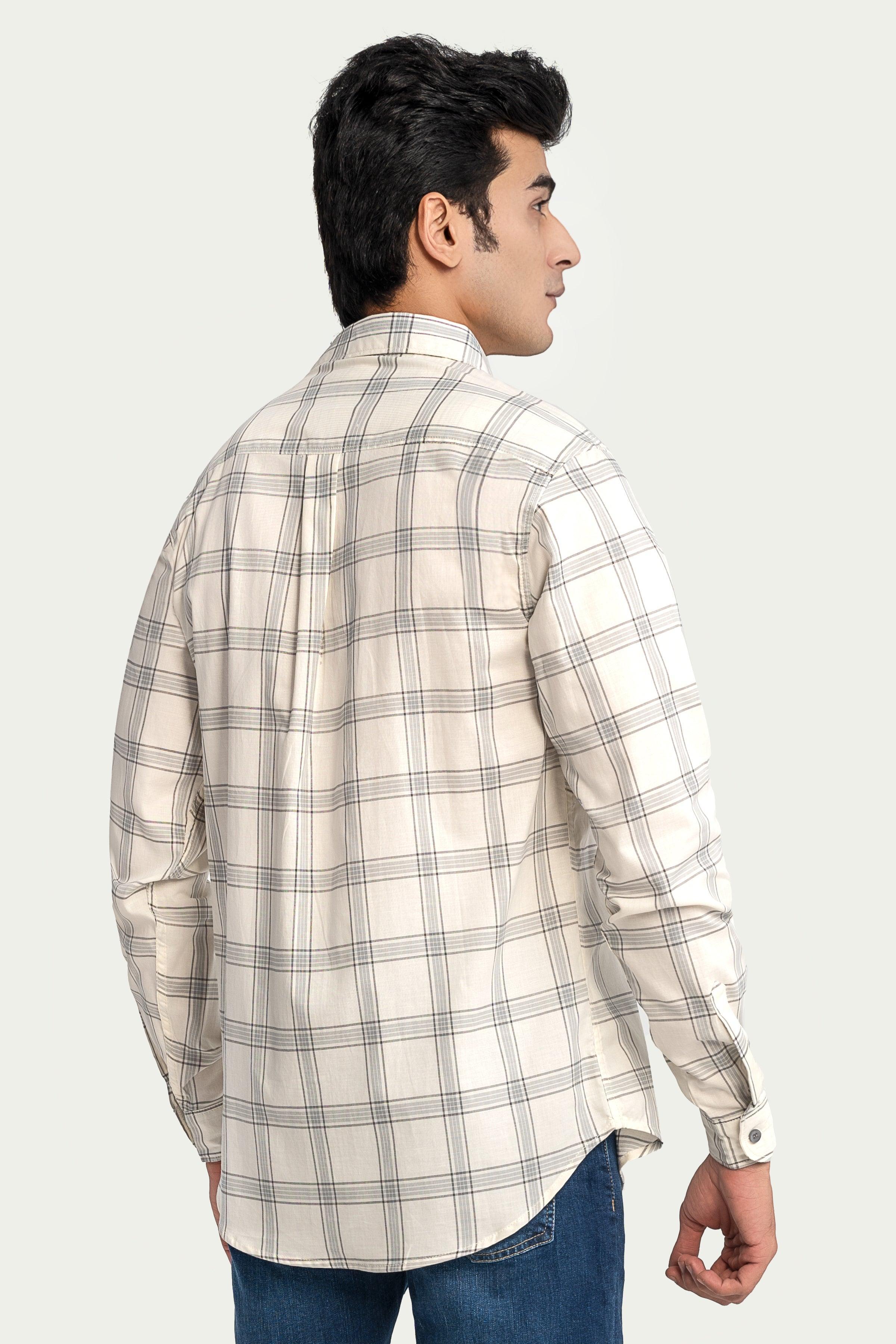 CASUAL SHIRT GREY CHECK at Charcoal Clothing