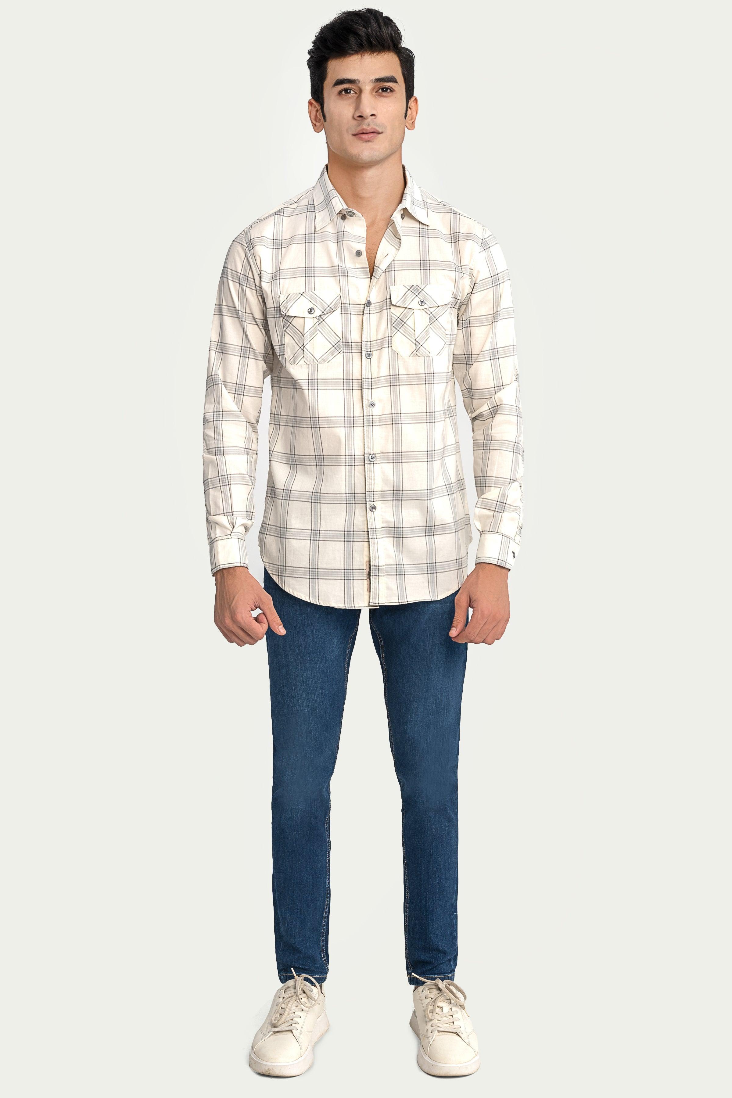 CASUAL SHIRT GREY CHECK at Charcoal Clothing