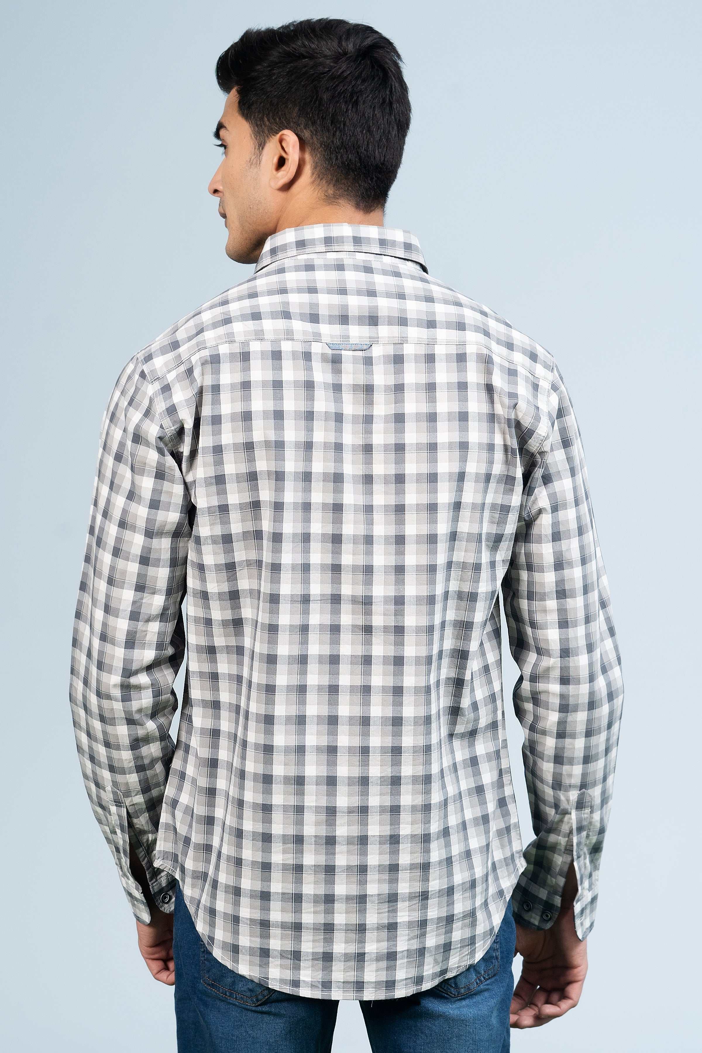 CASUAL SHIRT GREY CHECK at Charcoal Clothing