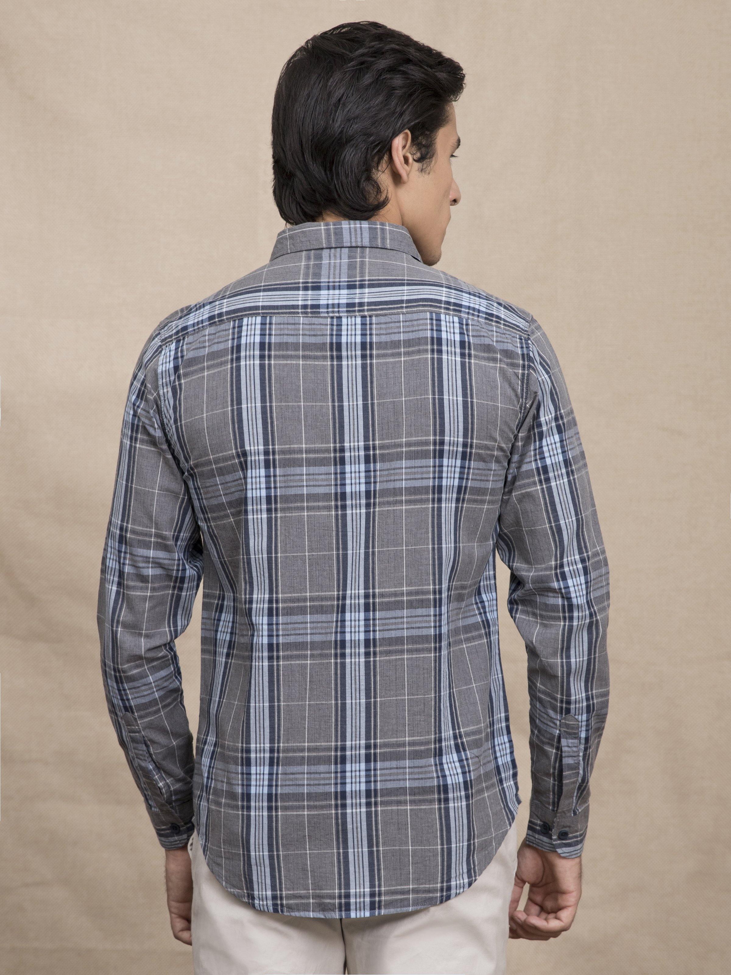 CASUAL SHIRT GREY CHECK at Charcoal Clothing