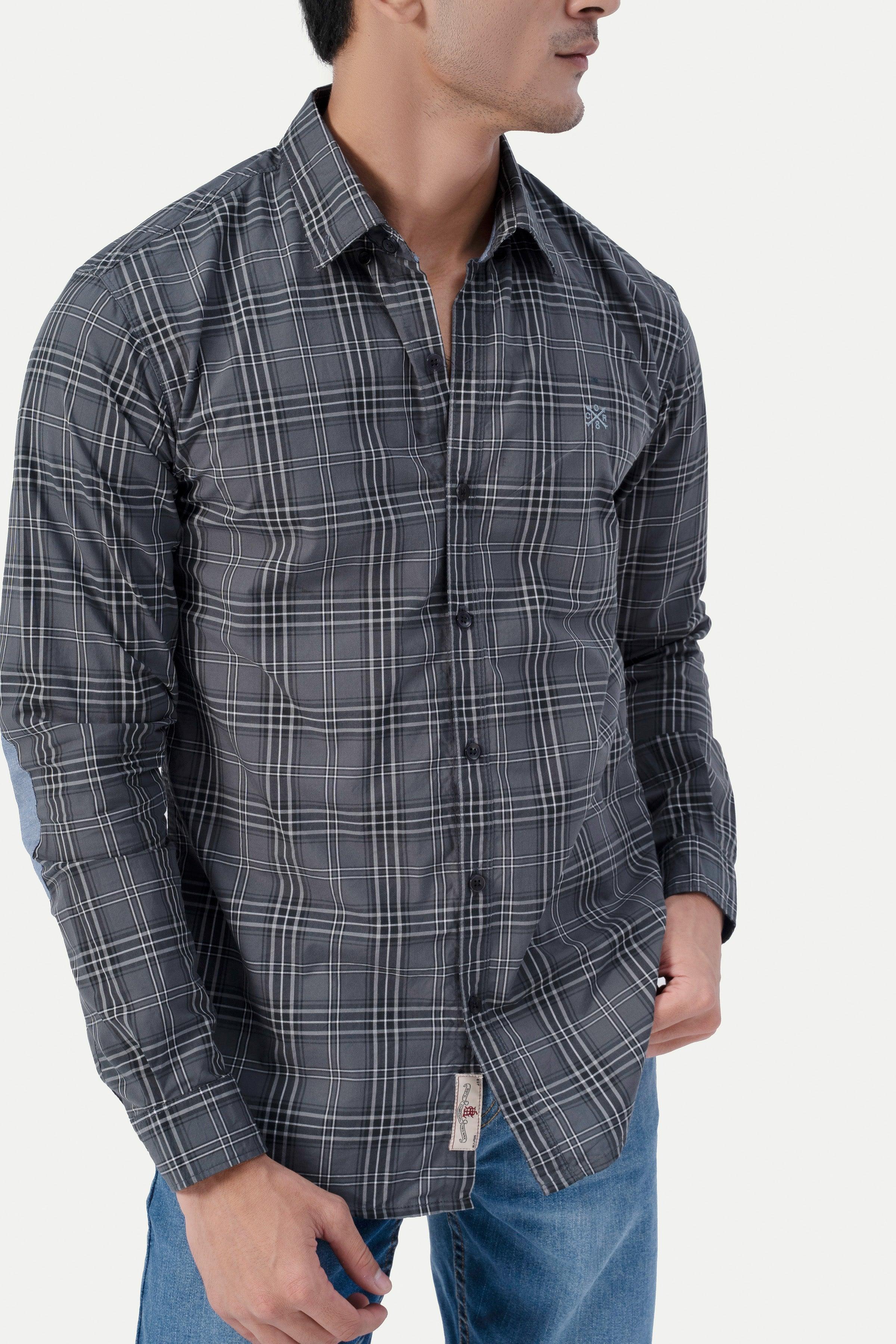 CASUAL SHIRT GREY CHECK at Charcoal Clothing