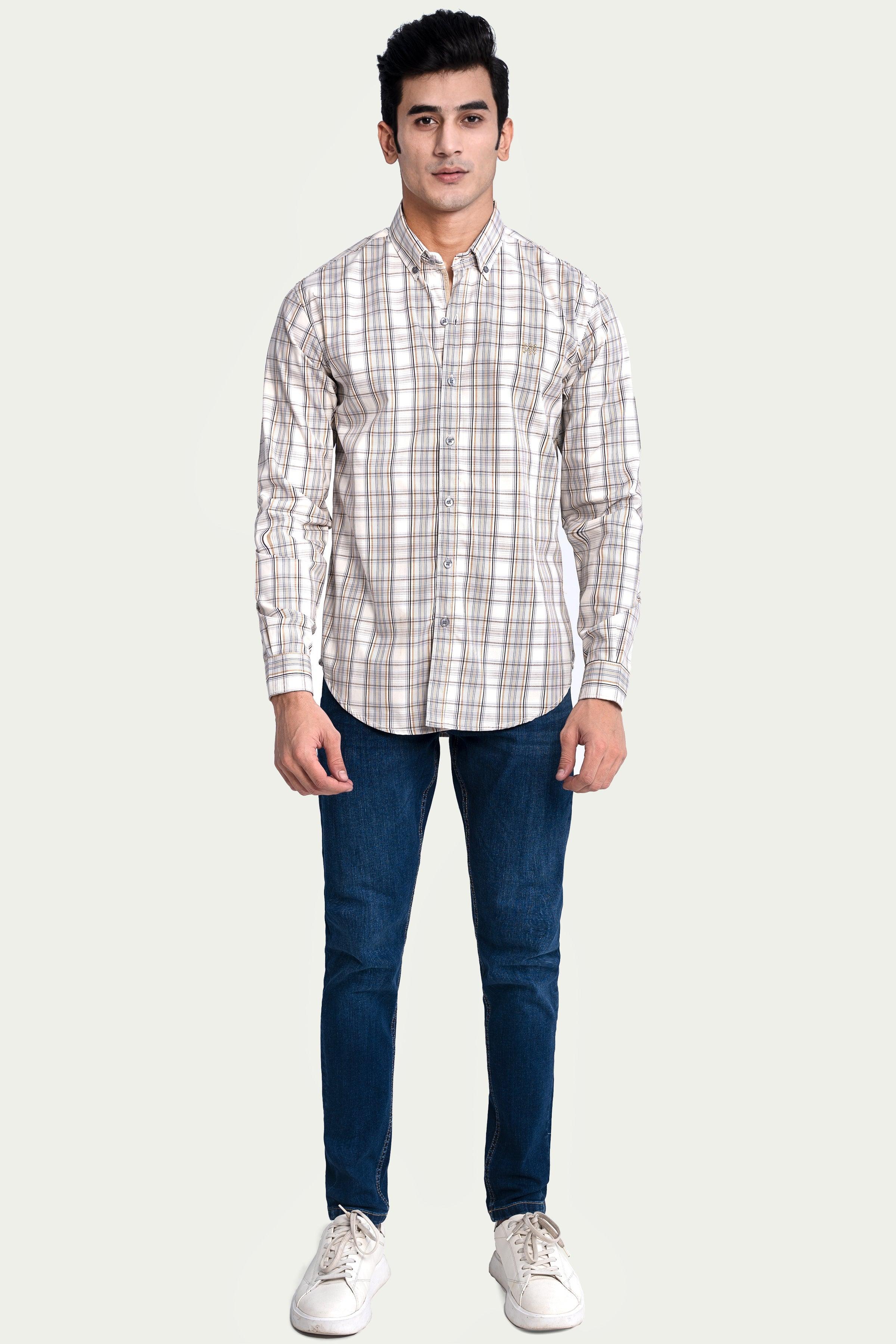 CASUAL SHIRT GREY KHAKI at Charcoal Clothing