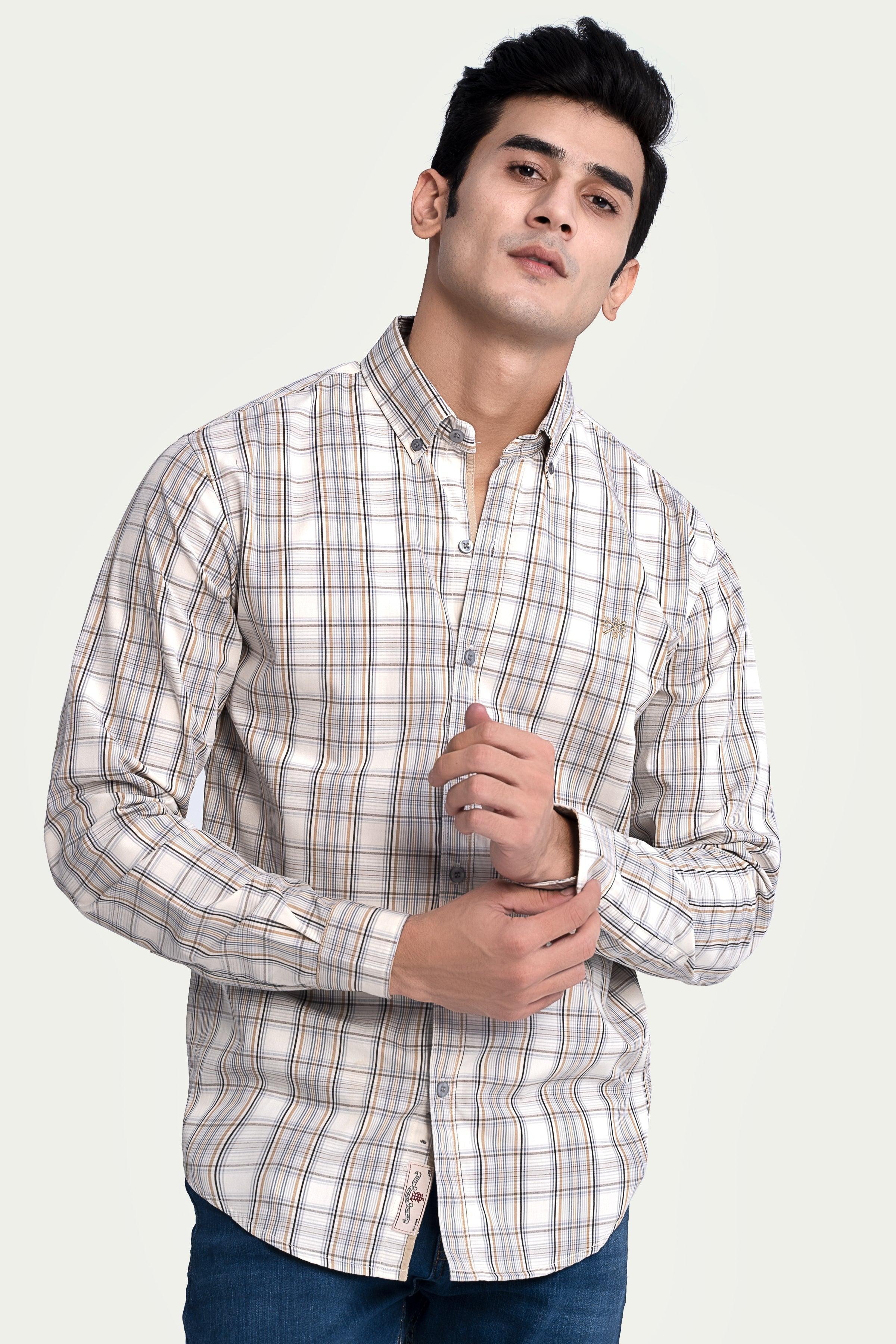 CASUAL SHIRT GREY KHAKI at Charcoal Clothing