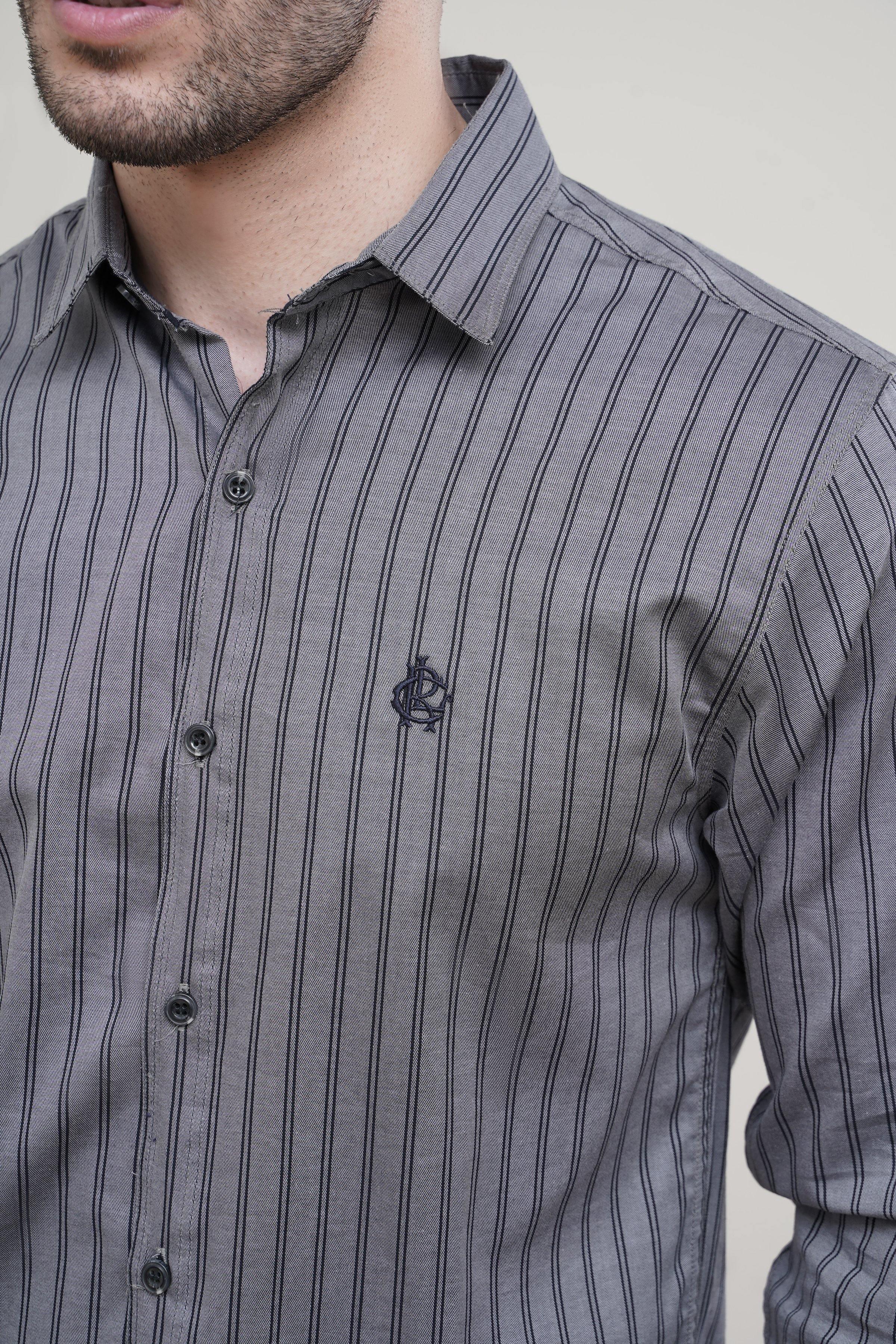 CASUAL SHIRT GREY LINE at Charcoal Clothing