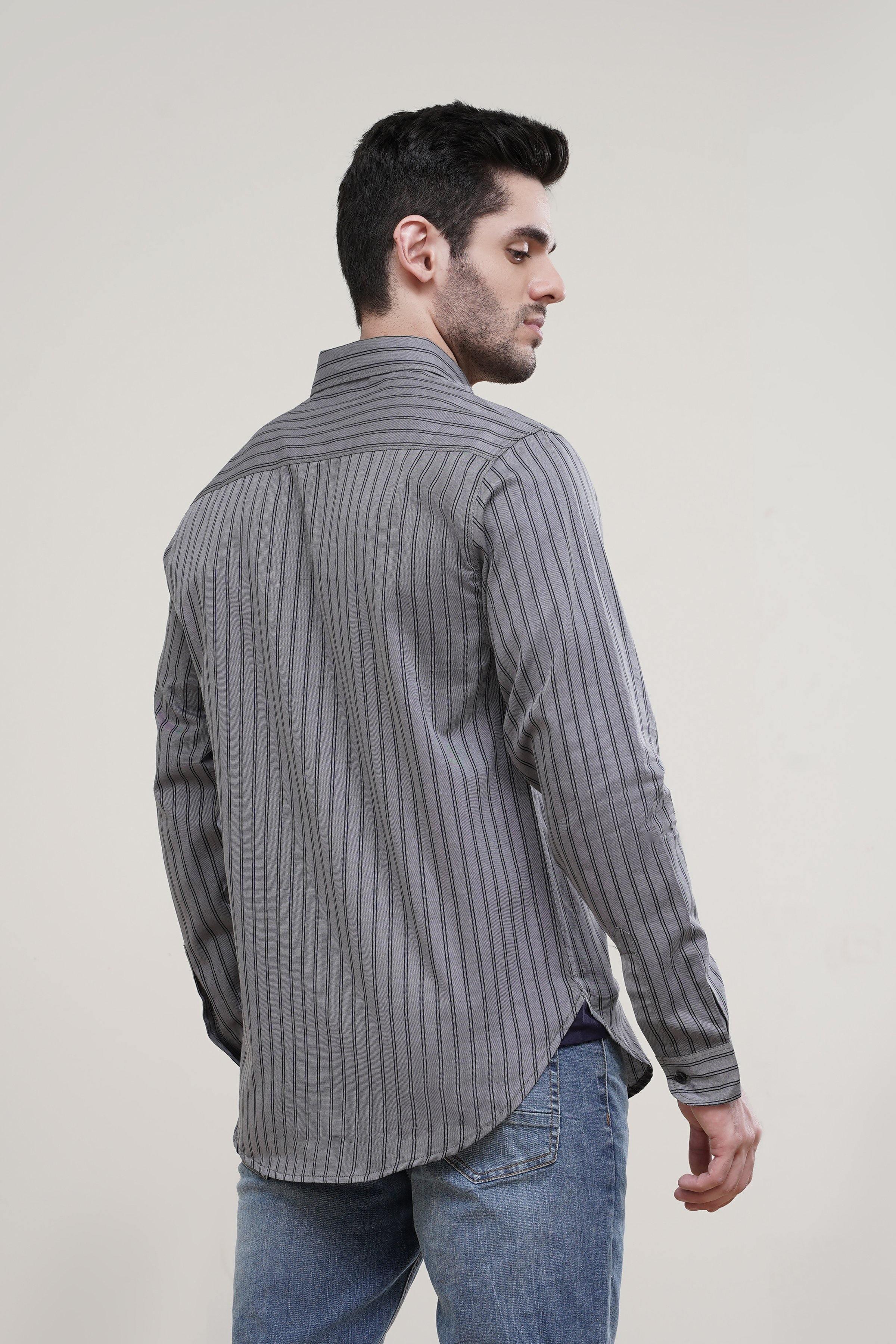 CASUAL SHIRT GREY LINE at Charcoal Clothing