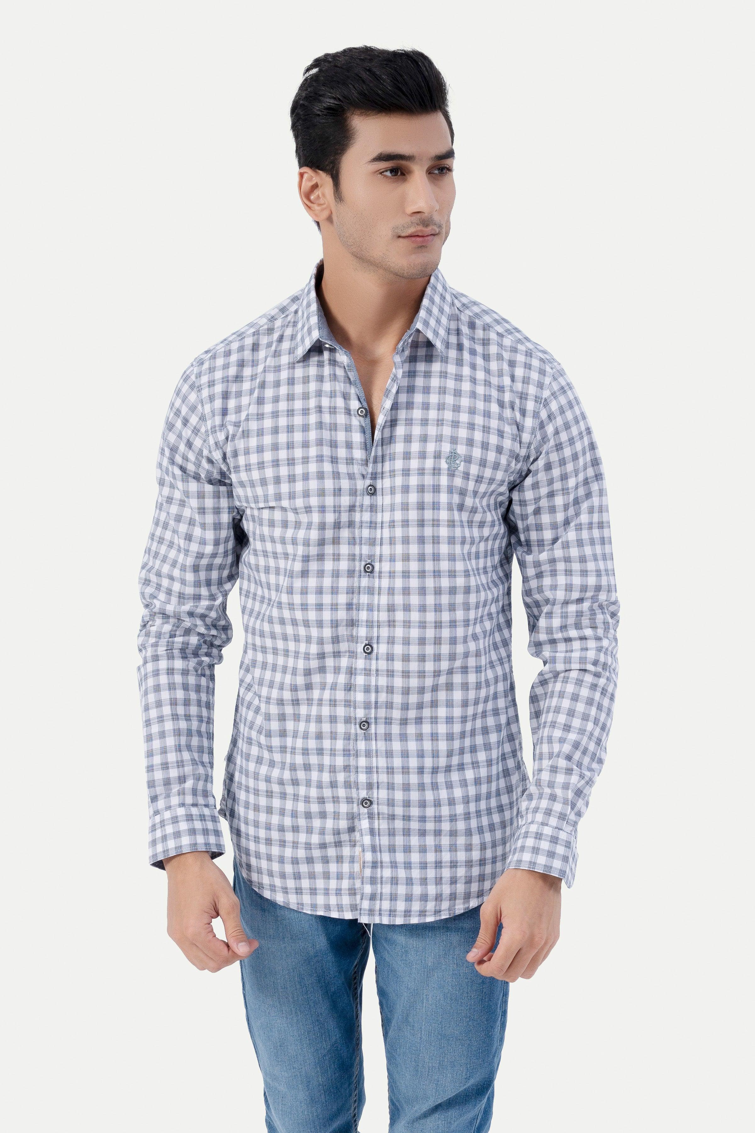 CASUAL SHIRT GREY WHITE CHECK at Charcoal Clothing