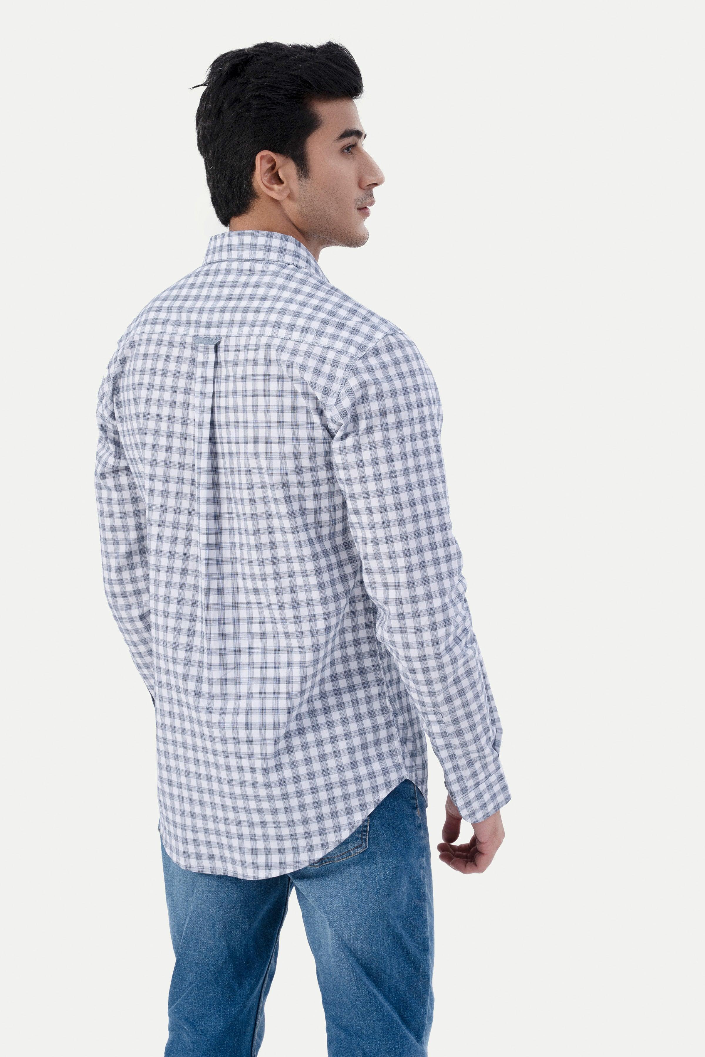 CASUAL SHIRT GREY WHITE CHECK at Charcoal Clothing