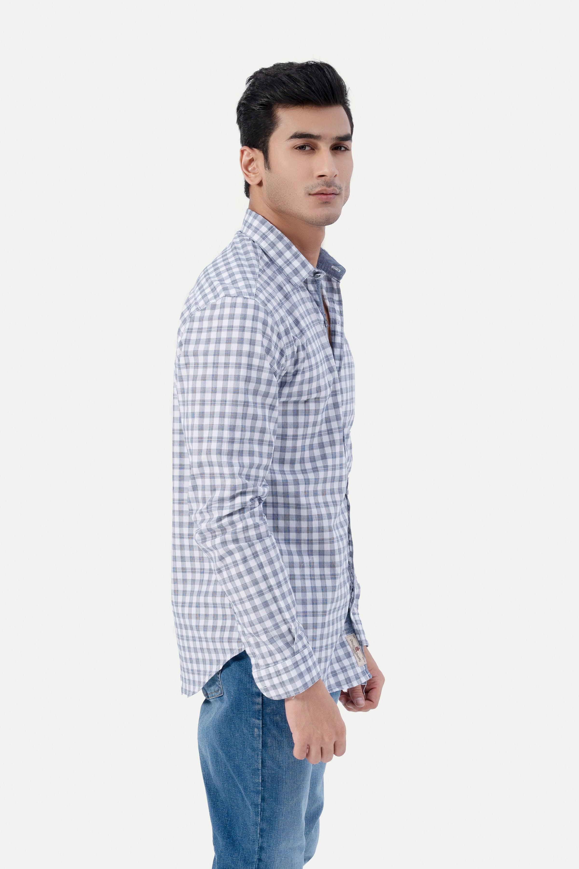 CASUAL SHIRT GREY WHITE CHECK at Charcoal Clothing