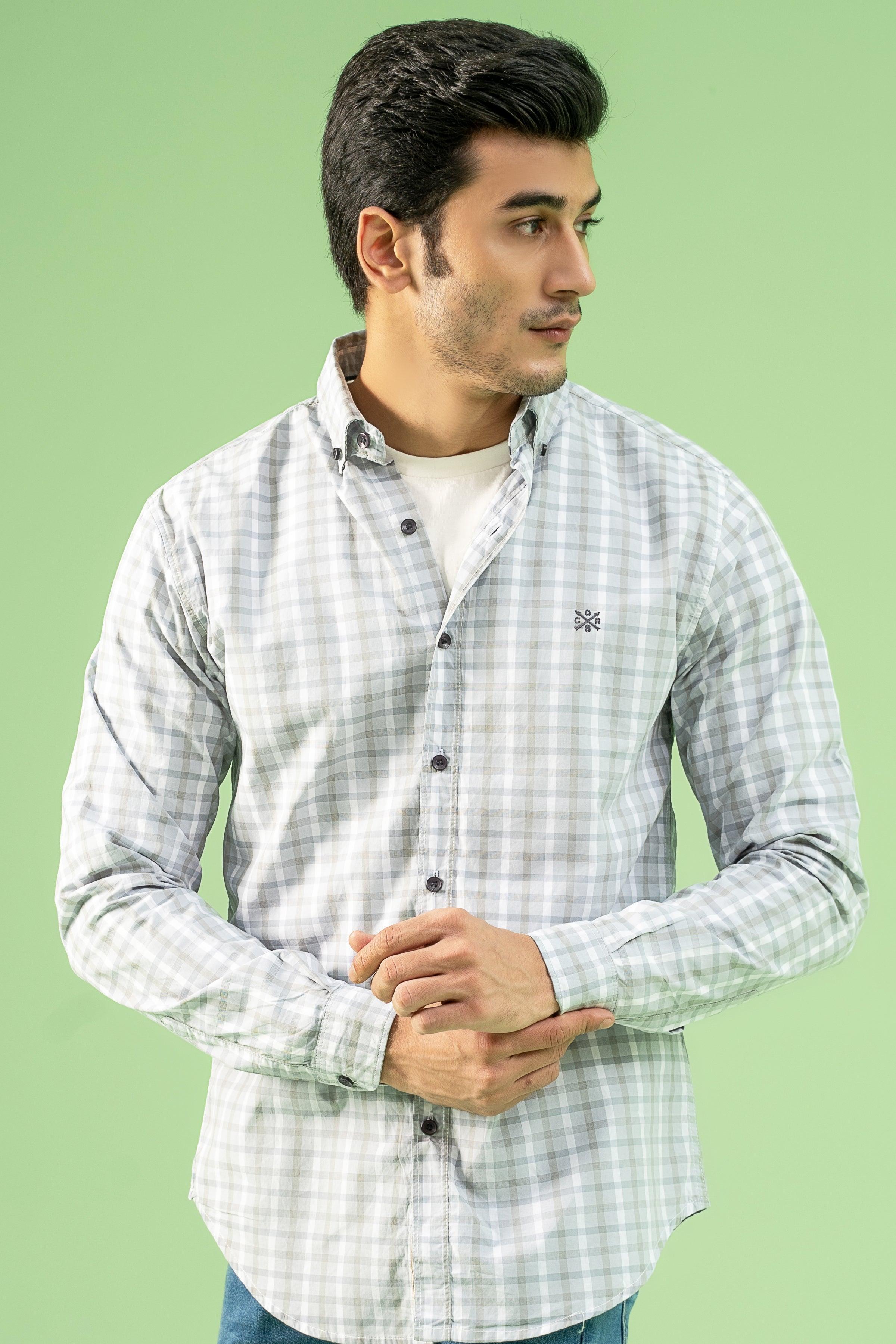 CASUAL SHIRT GREY WHITE at Charcoal Clothing