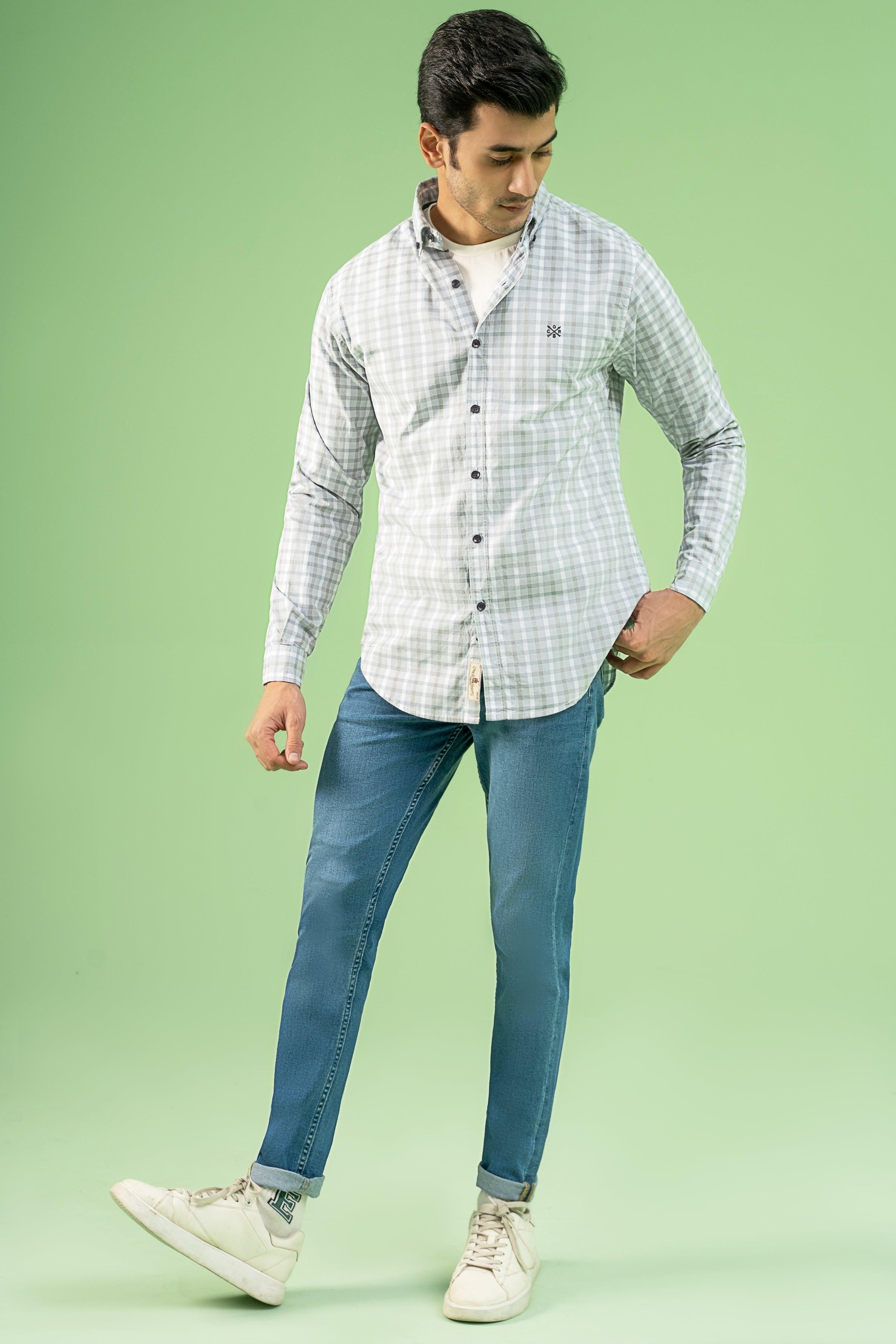 CASUAL SHIRT GREY WHITE at Charcoal Clothing