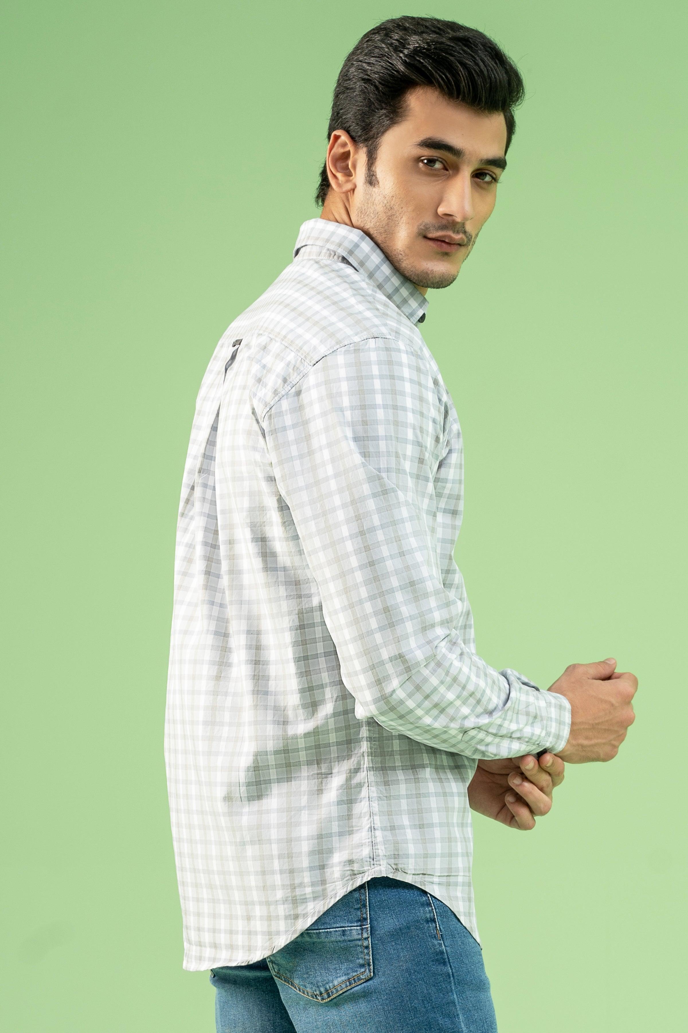 CASUAL SHIRT GREY WHITE at Charcoal Clothing