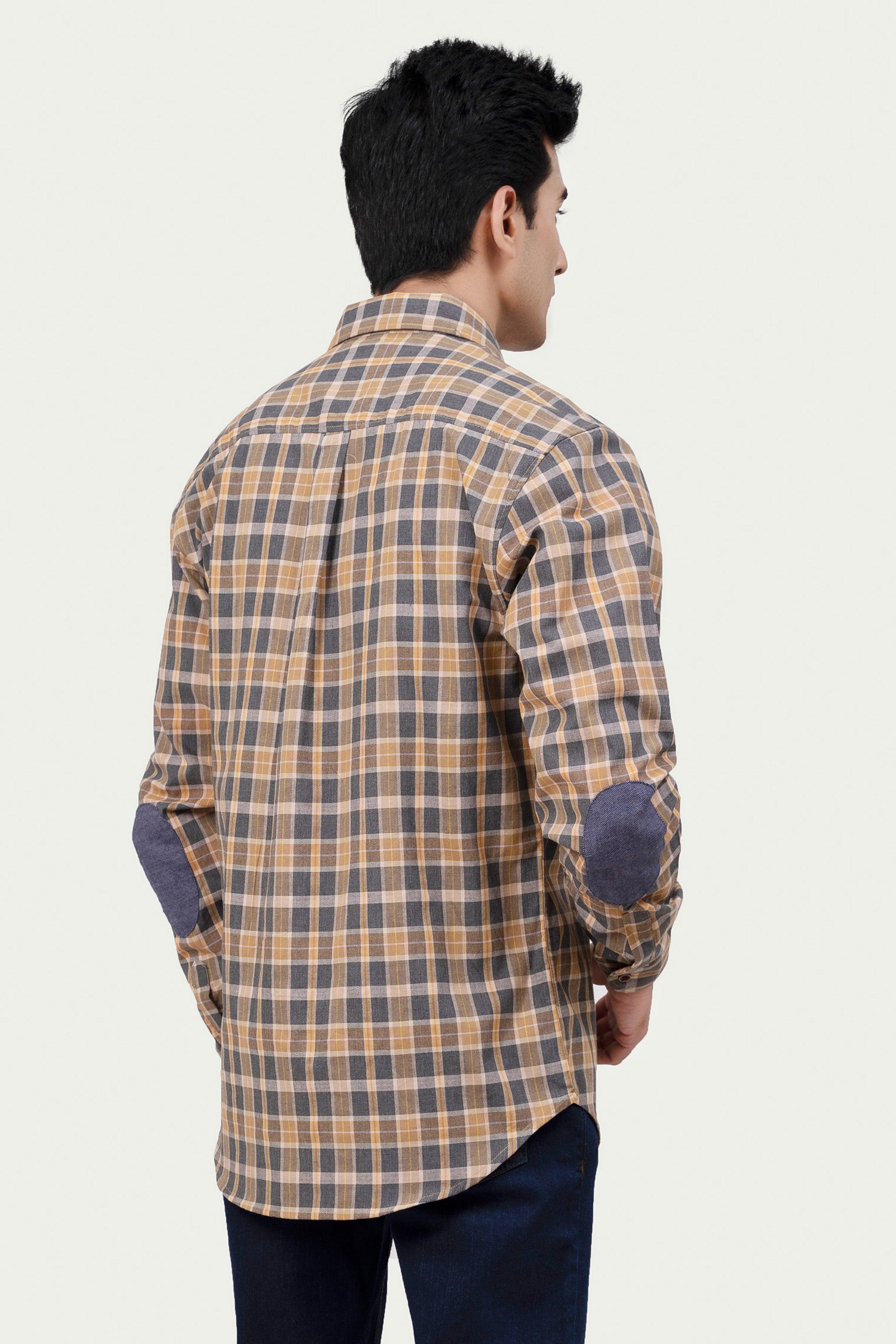 CASUAL SHIRT KHAKI CHECK at Charcoal Clothing