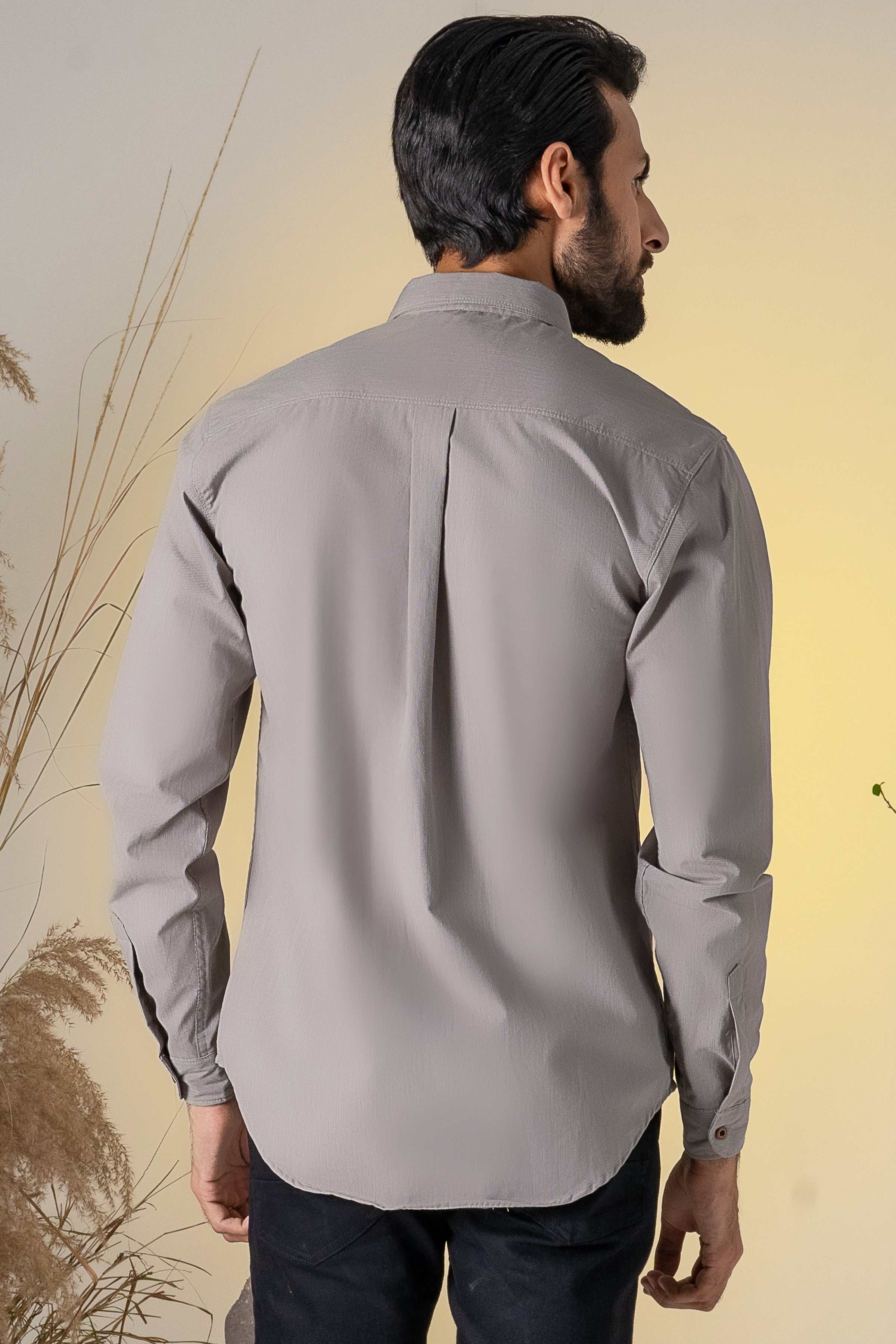 CASUAL SHIRT KHAKI STRIPES at Charcoal Clothing