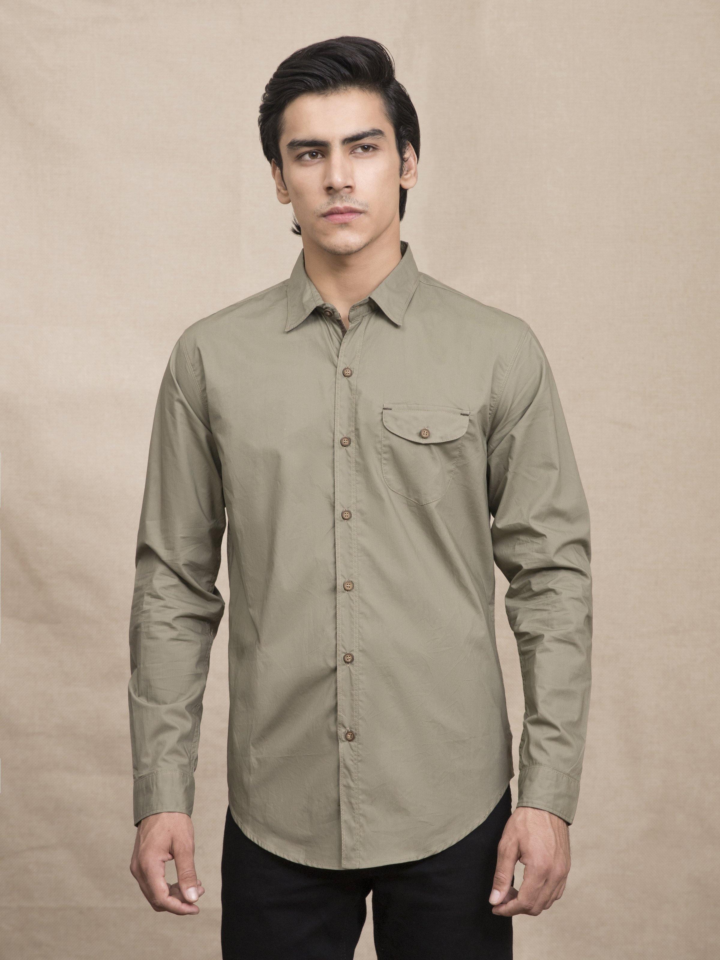 CASUAL SHIRT KHAKI at Charcoal Clothing