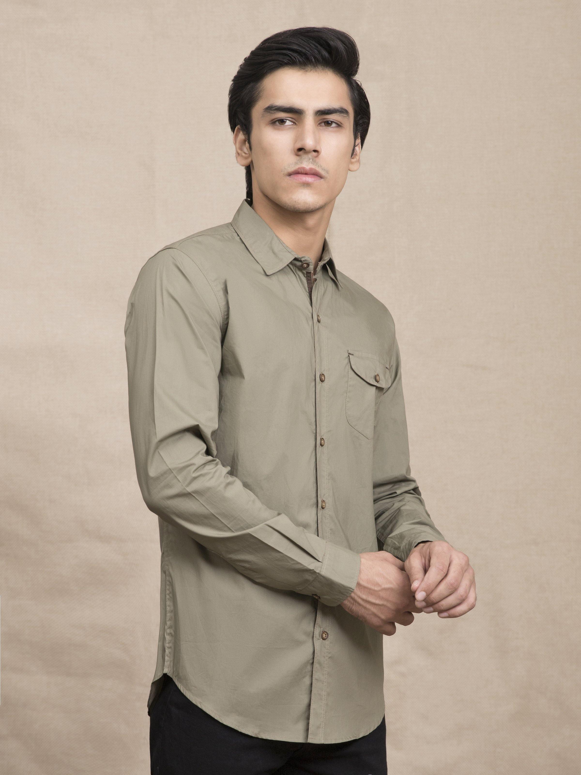 CASUAL SHIRT KHAKI at Charcoal Clothing