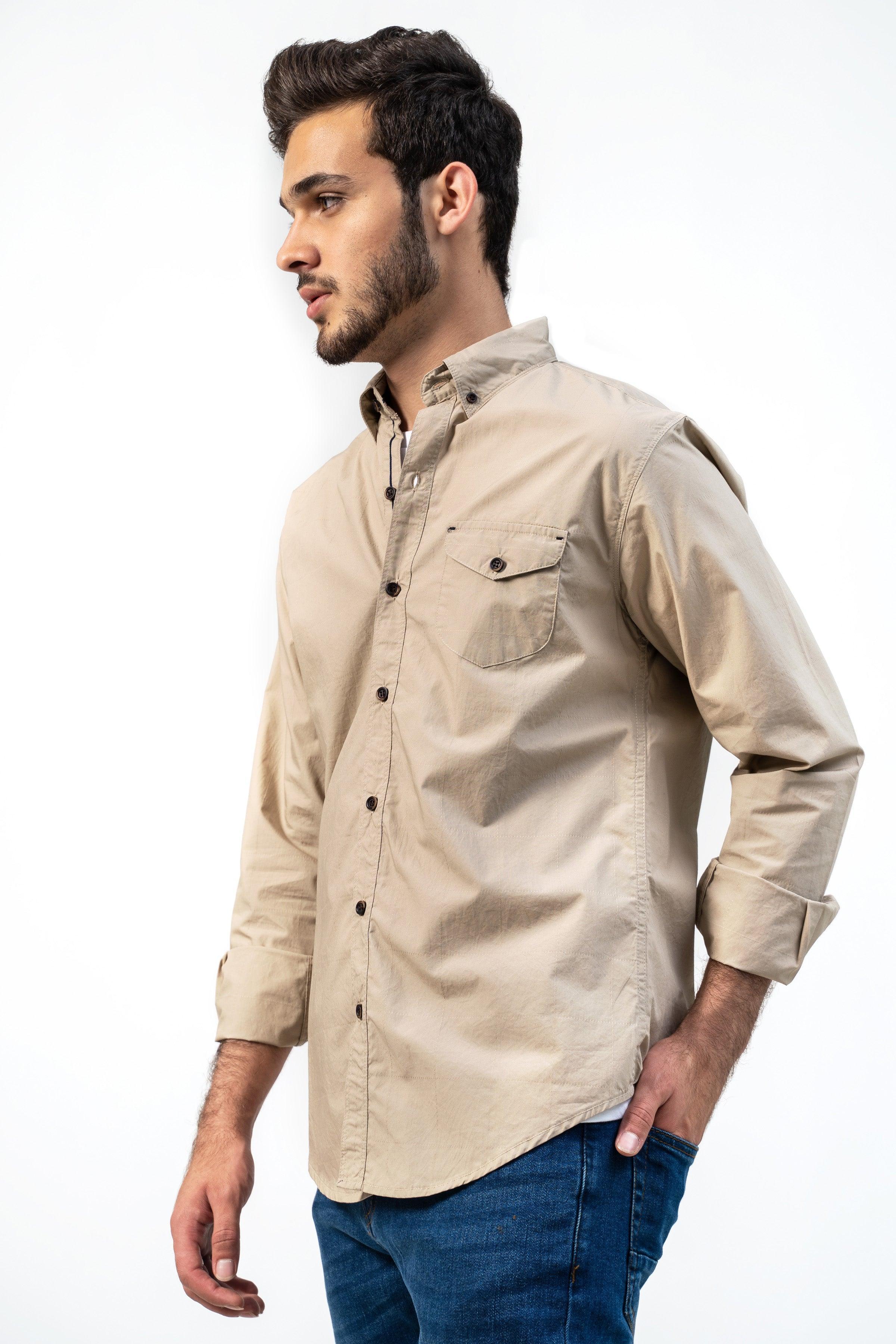 CASUAL SHIRT KHAKI at Charcoal Clothing