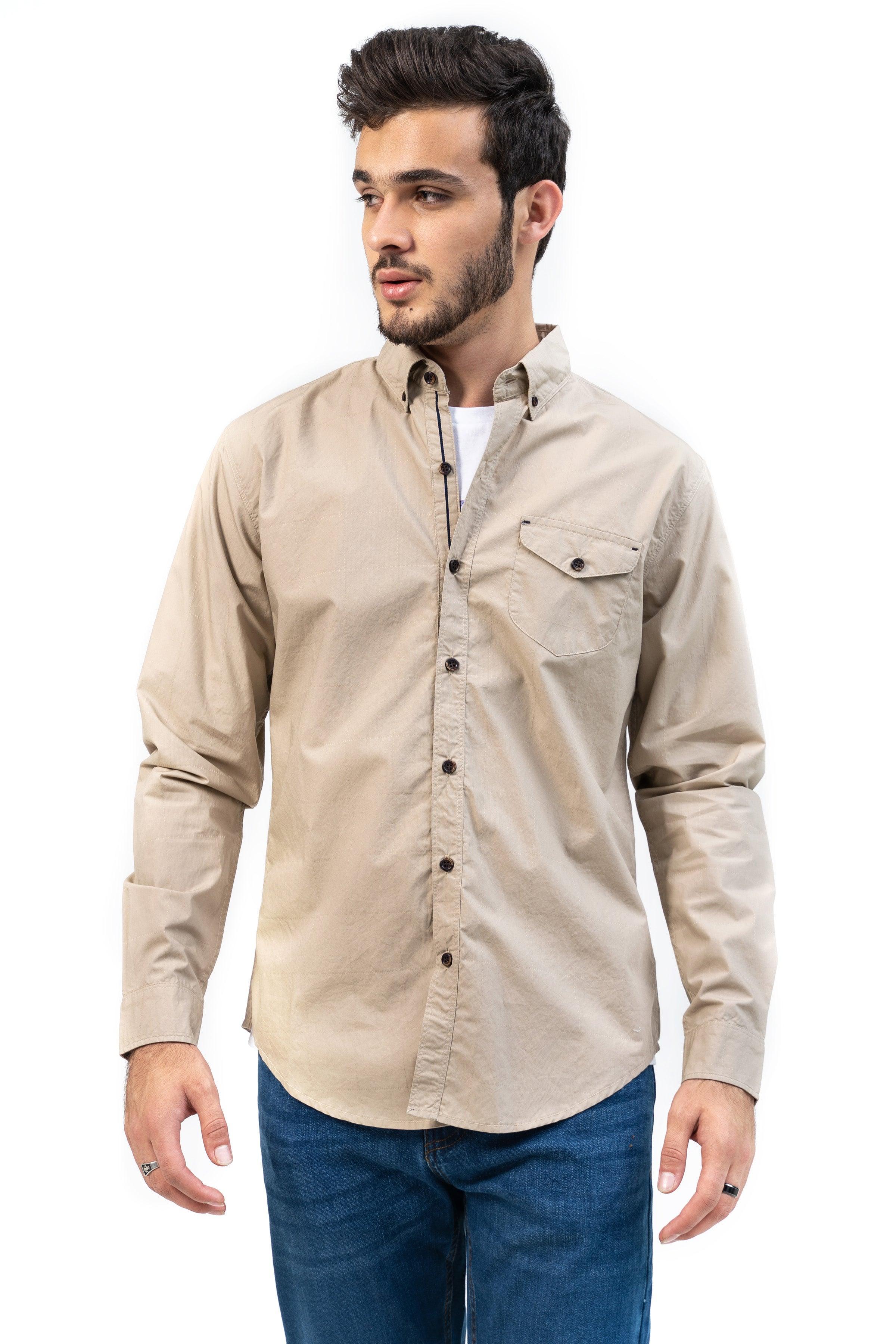 CASUAL SHIRT KHAKI at Charcoal Clothing