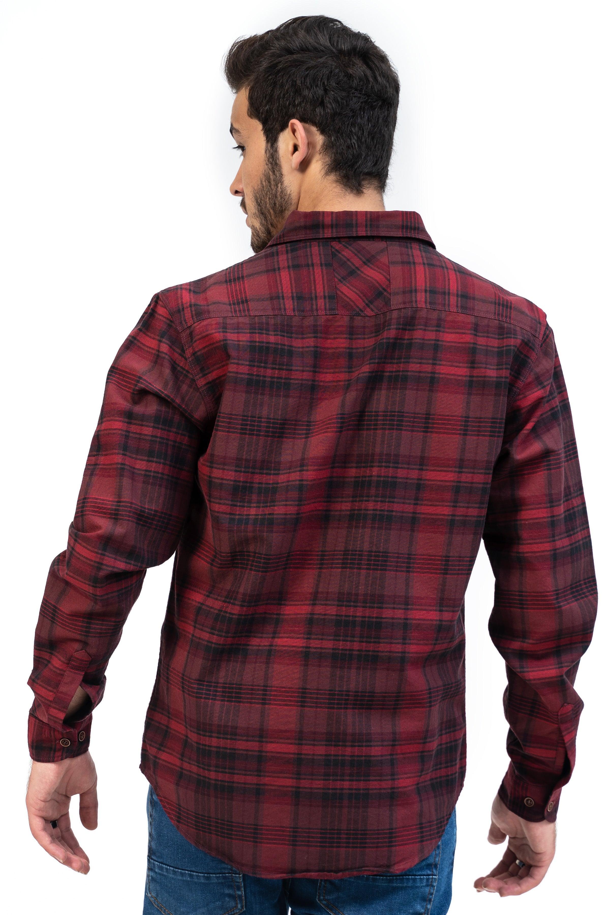 CASUAL SHIRT MAROON BLACK at Charcoal Clothing