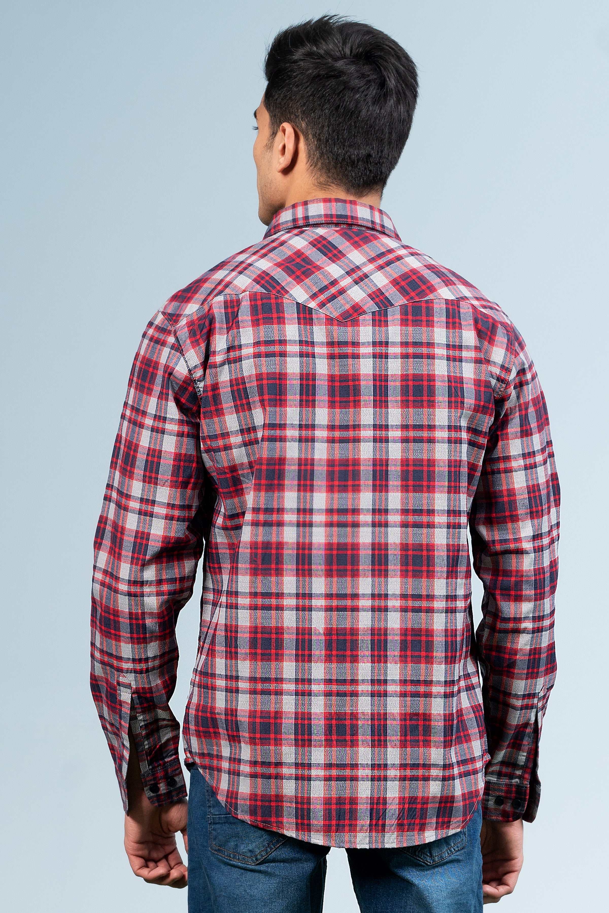 CASUAL SHIRT MAROON CHECK at Charcoal Clothing