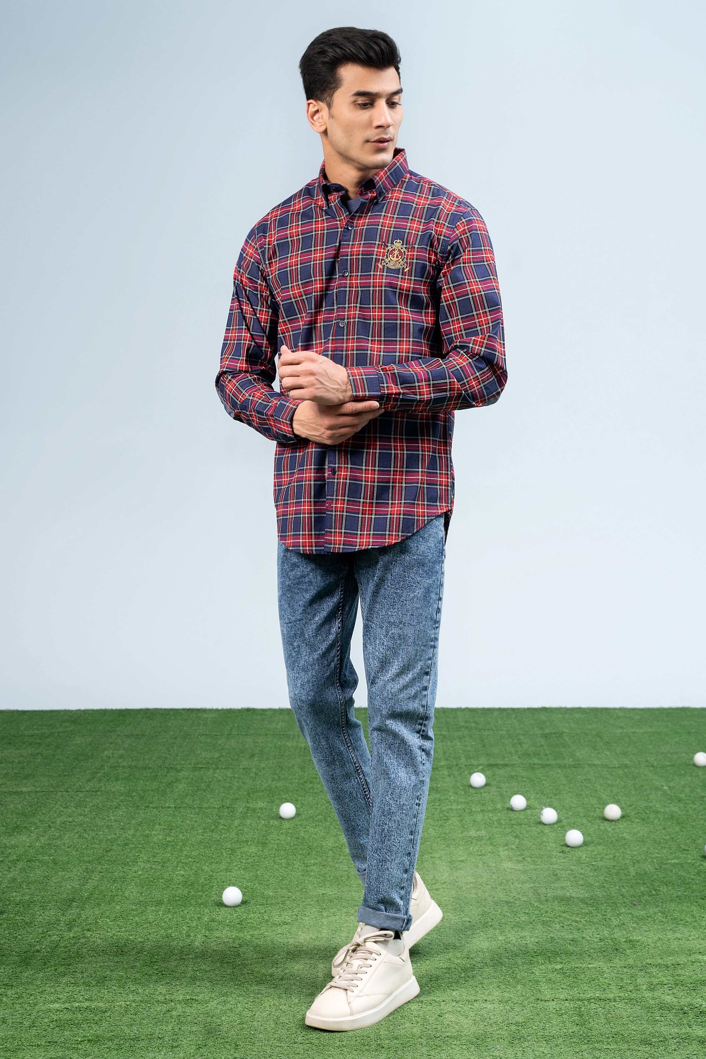 CASUAL SHIRT MAROON NAVY at Charcoal Clothing
