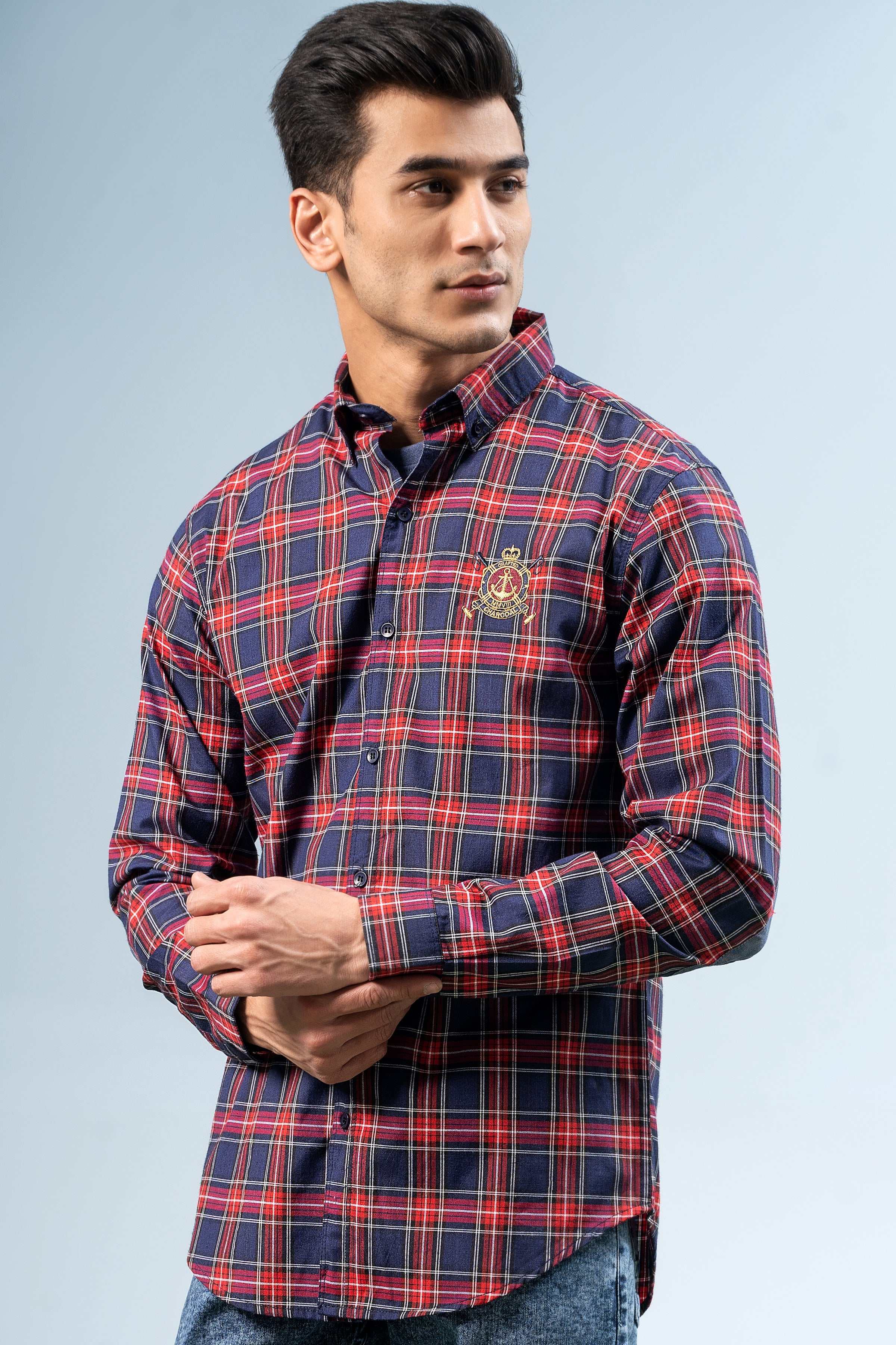 CASUAL SHIRT MAROON NAVY at Charcoal Clothing