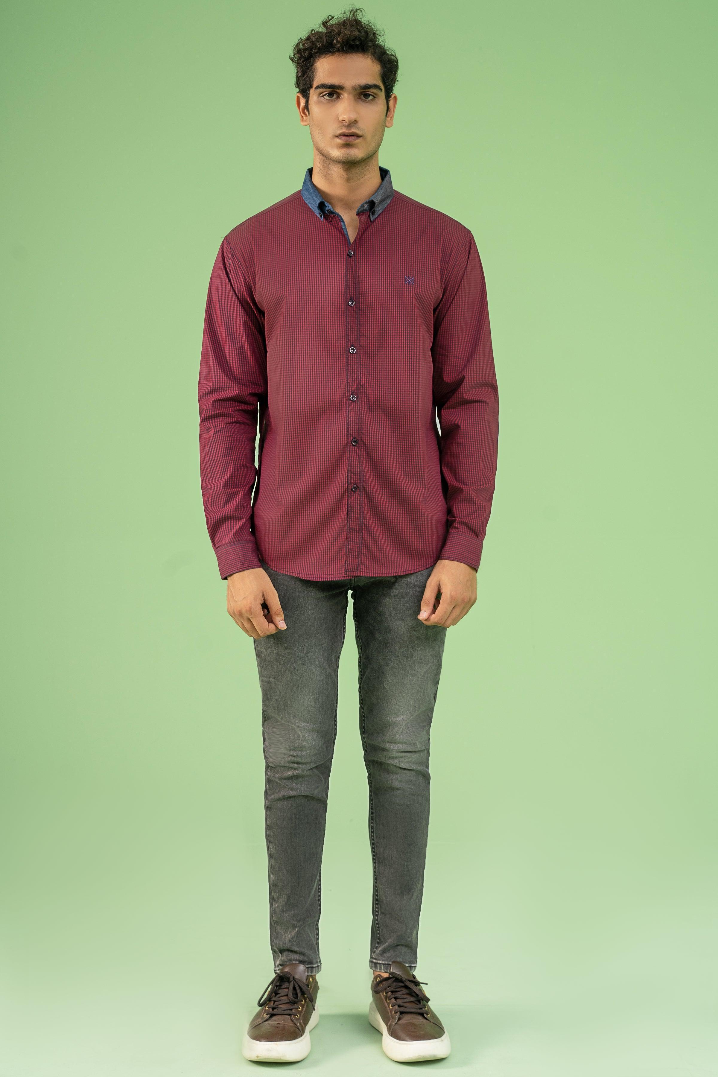 CASUAL SHIRT MAROON NAVY at Charcoal Clothing