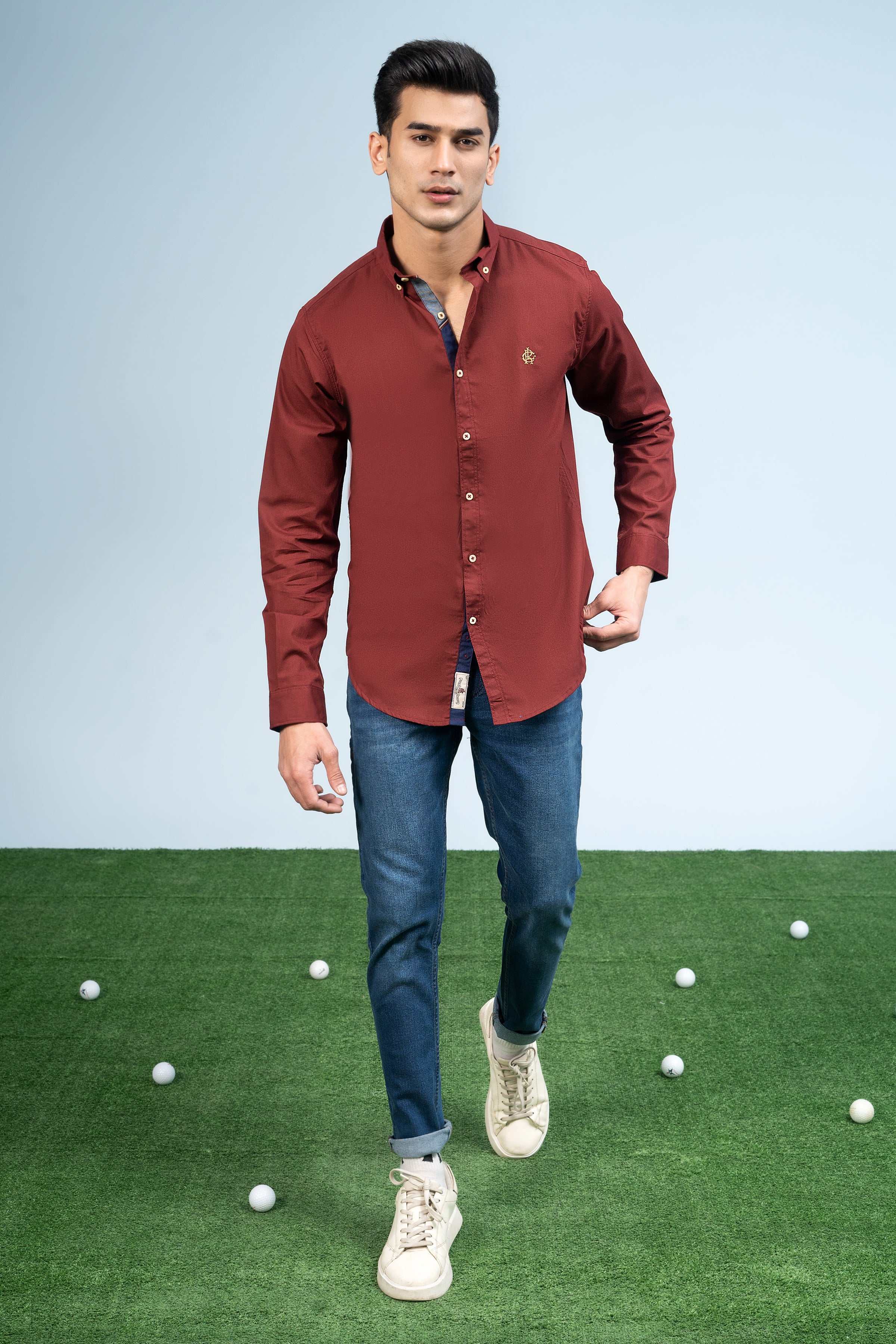 CASUAL SHIRT MAROON at Charcoal Clothing